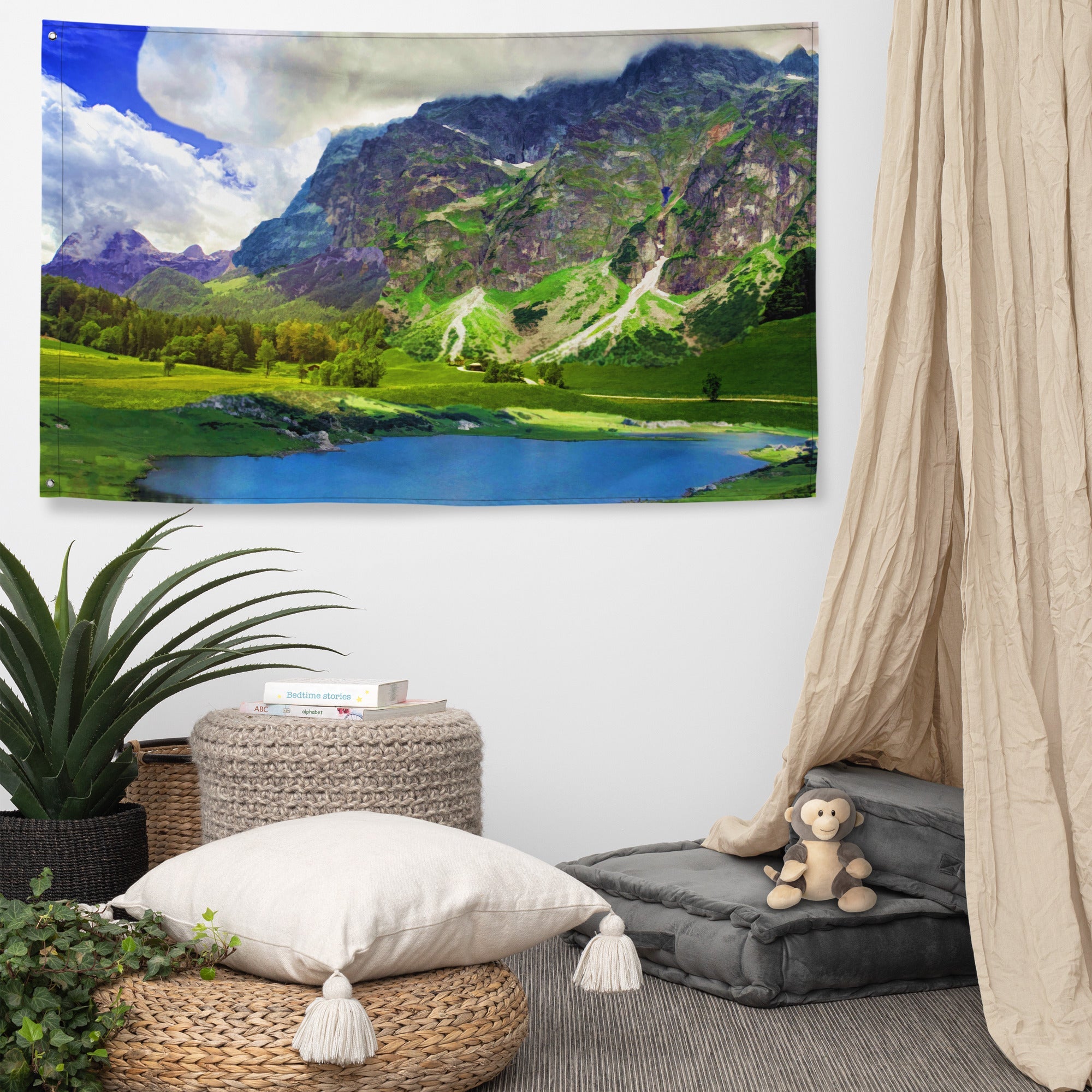 Mountain Lake Painting Flag-4