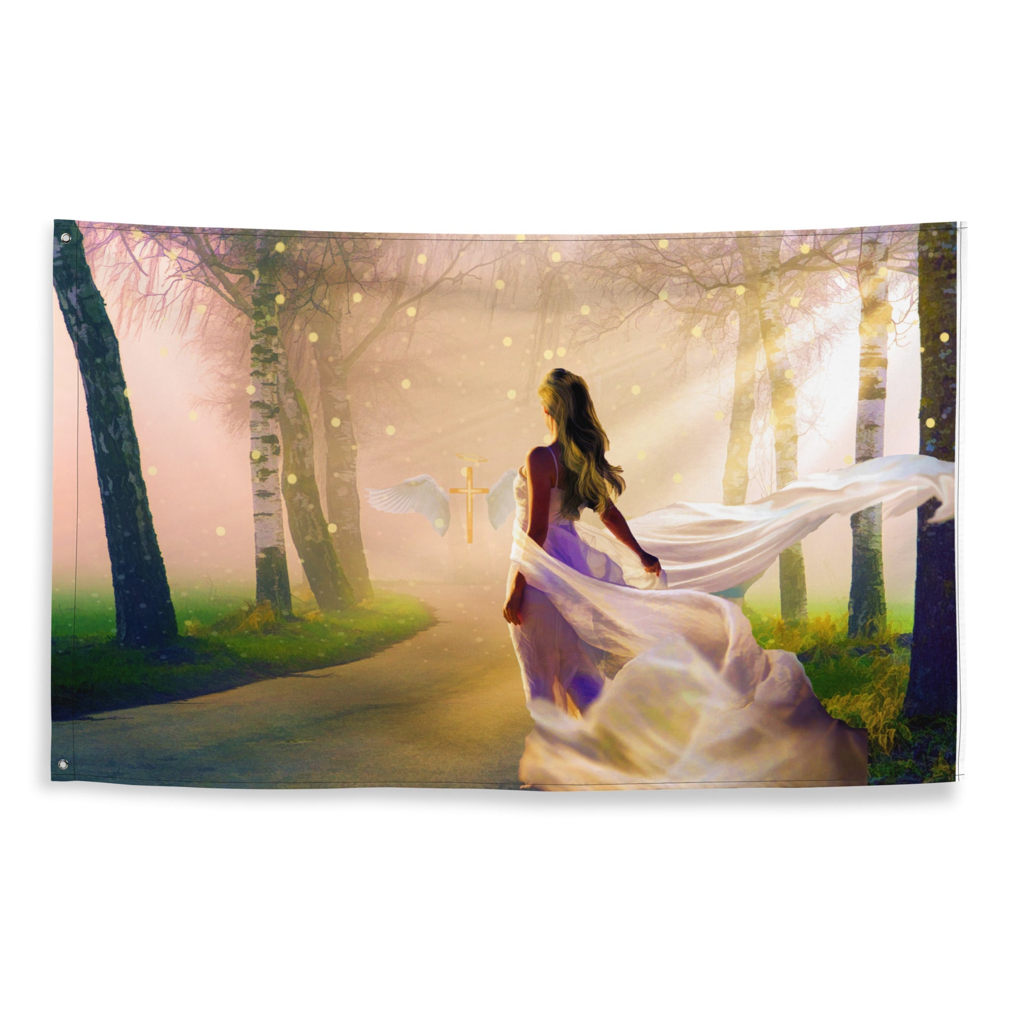 Angel In Love Painting Flag Tapestry-0