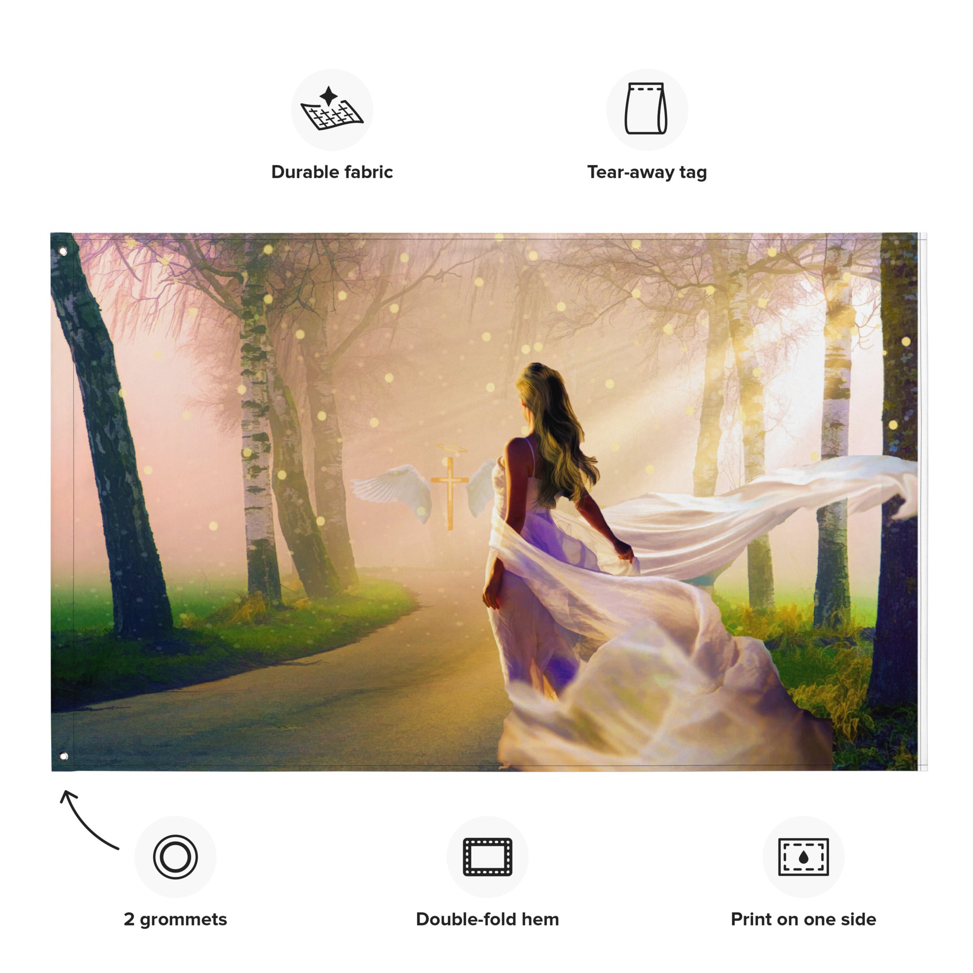 Angel In Love Painting Flag Tapestry-1