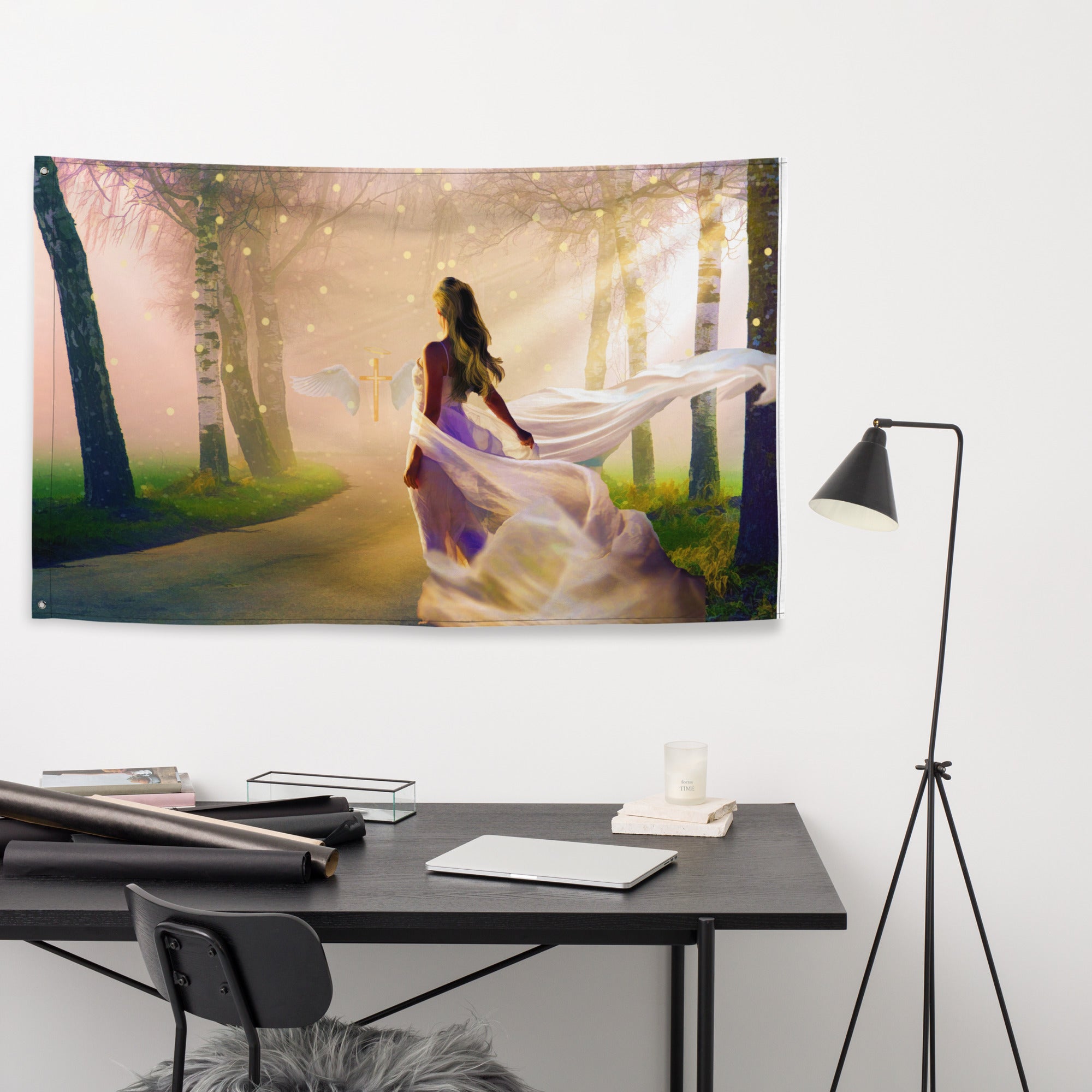 Angel In Love Painting Flag Tapestry-4