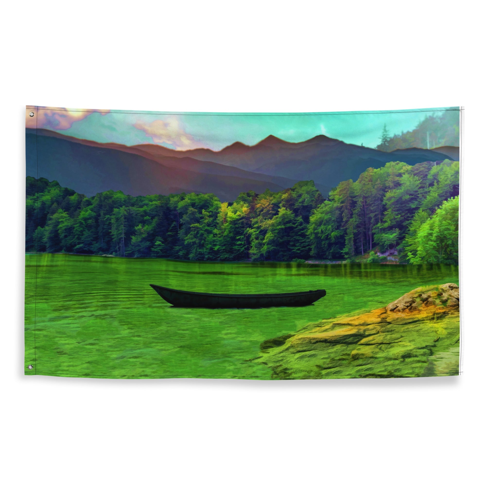Lake Painting Flag Tapestry-0