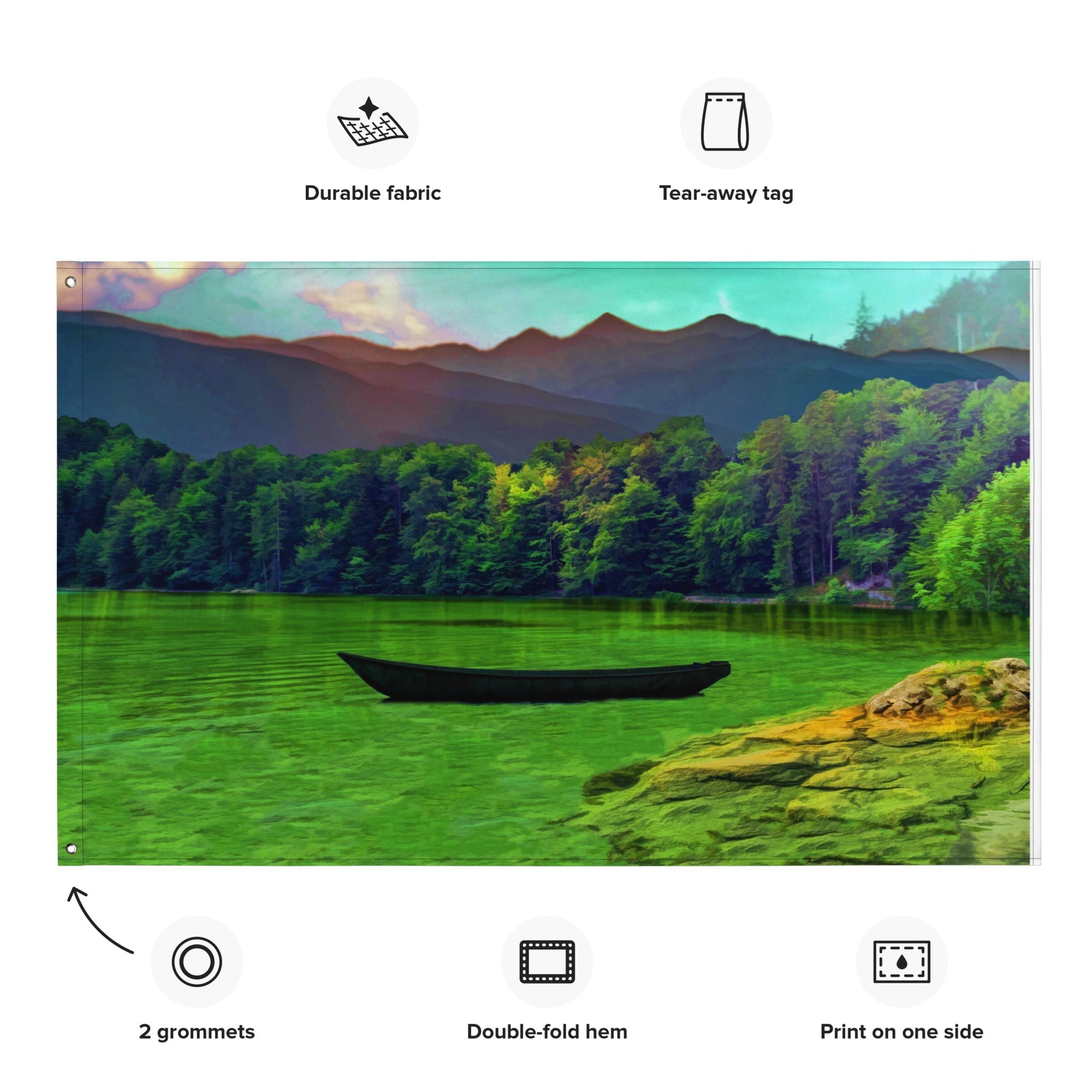 Lake Painting Flag Tapestry-1