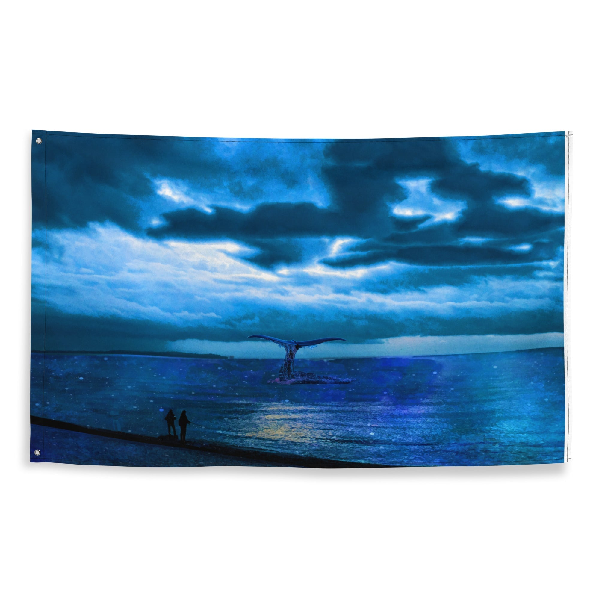 Dolphin  Nightsky Painting Flag Tapestry-0