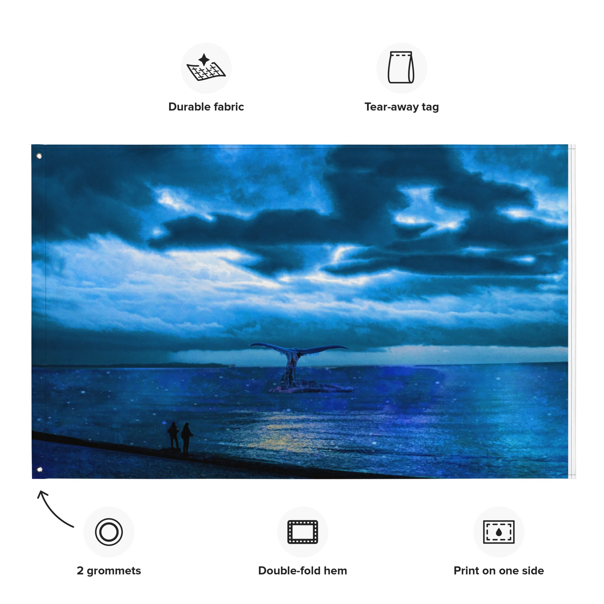 Dolphin  Nightsky Painting Flag Tapestry-1