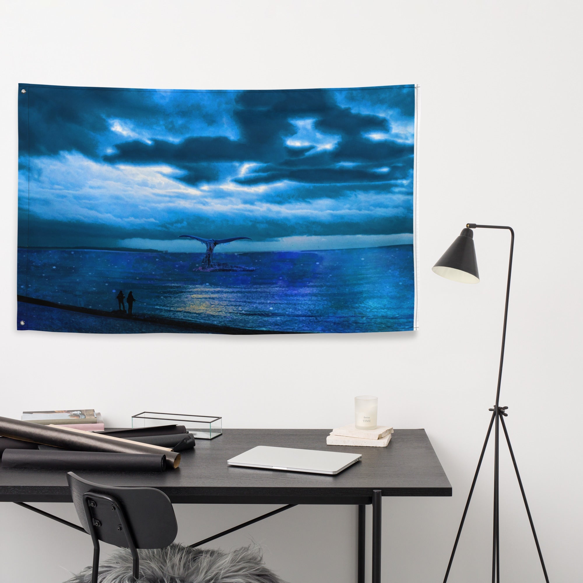 Dolphin  Nightsky Painting Flag Tapestry-4