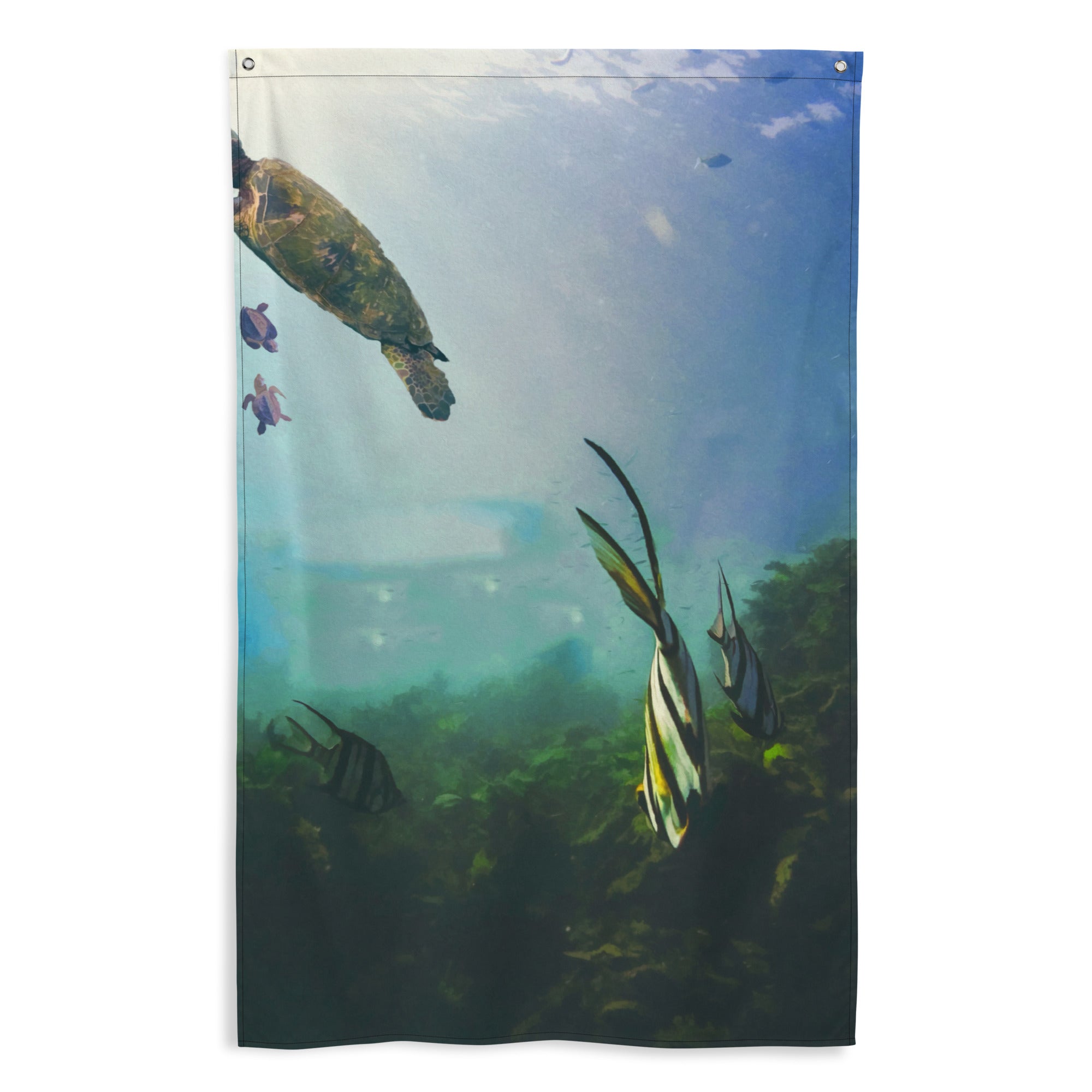 Sea Turtle Painting Flag Tapestry-0