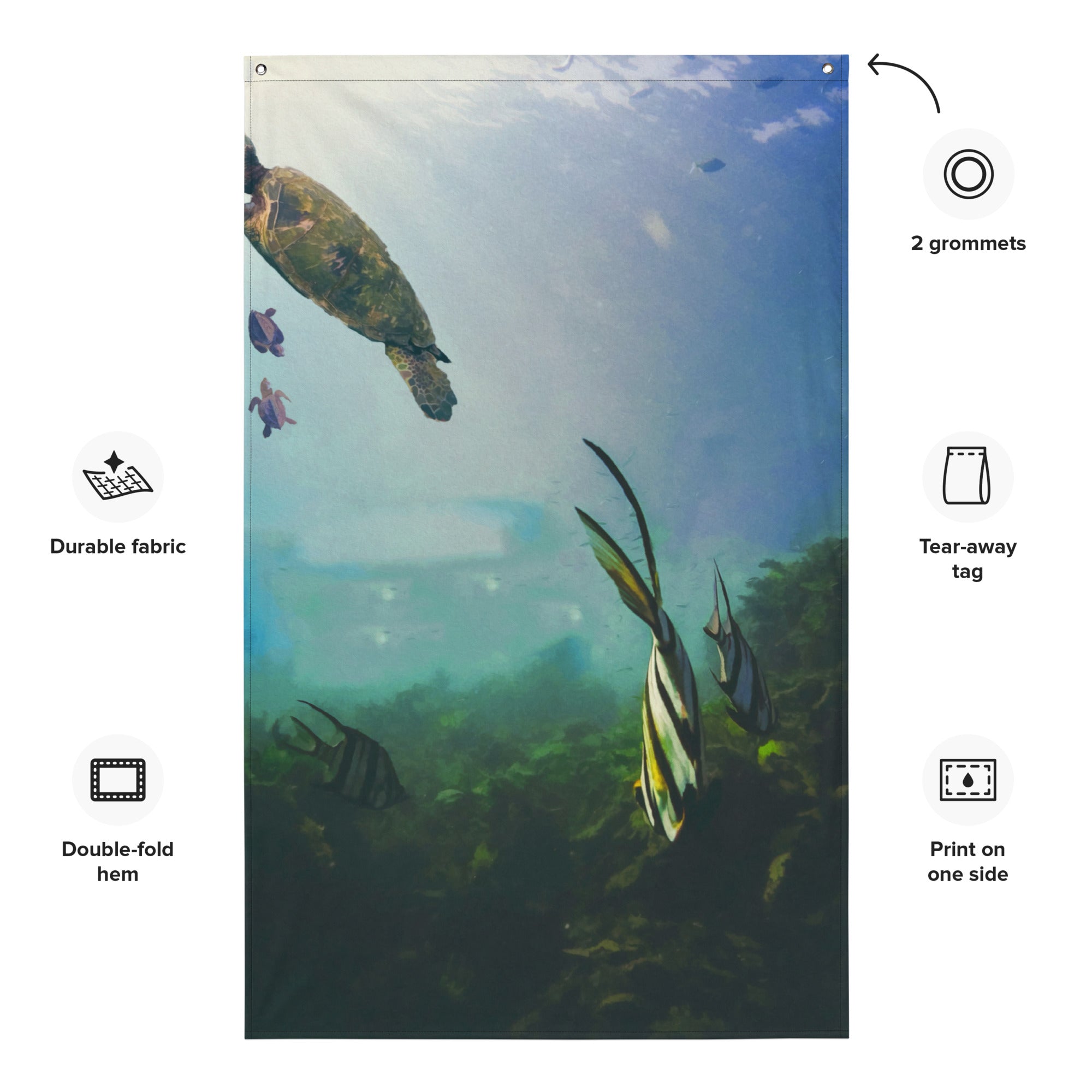 Sea Turtle Painting Flag Tapestry-1