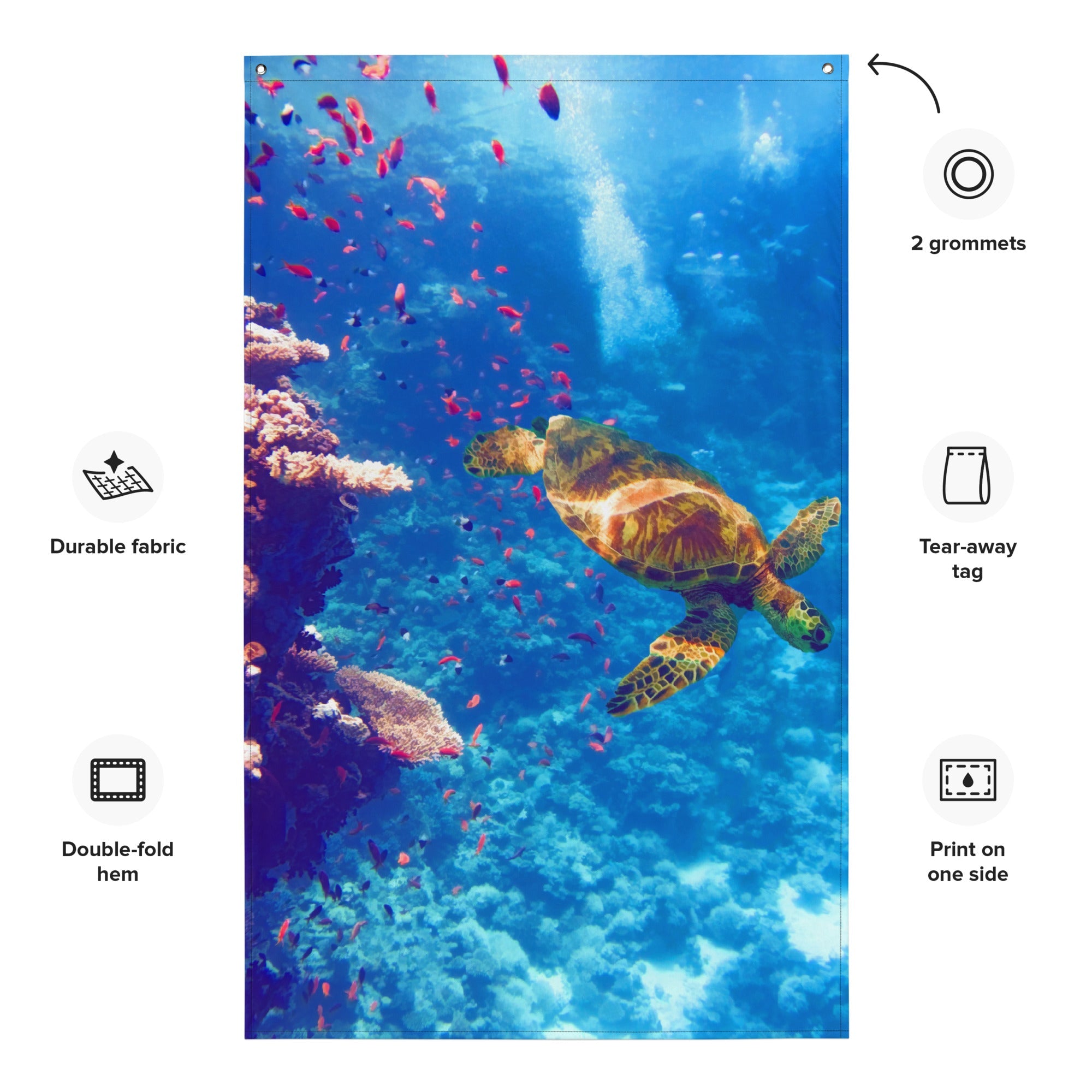 Sea Turtle Artwork Painting Flag Tapestry-1