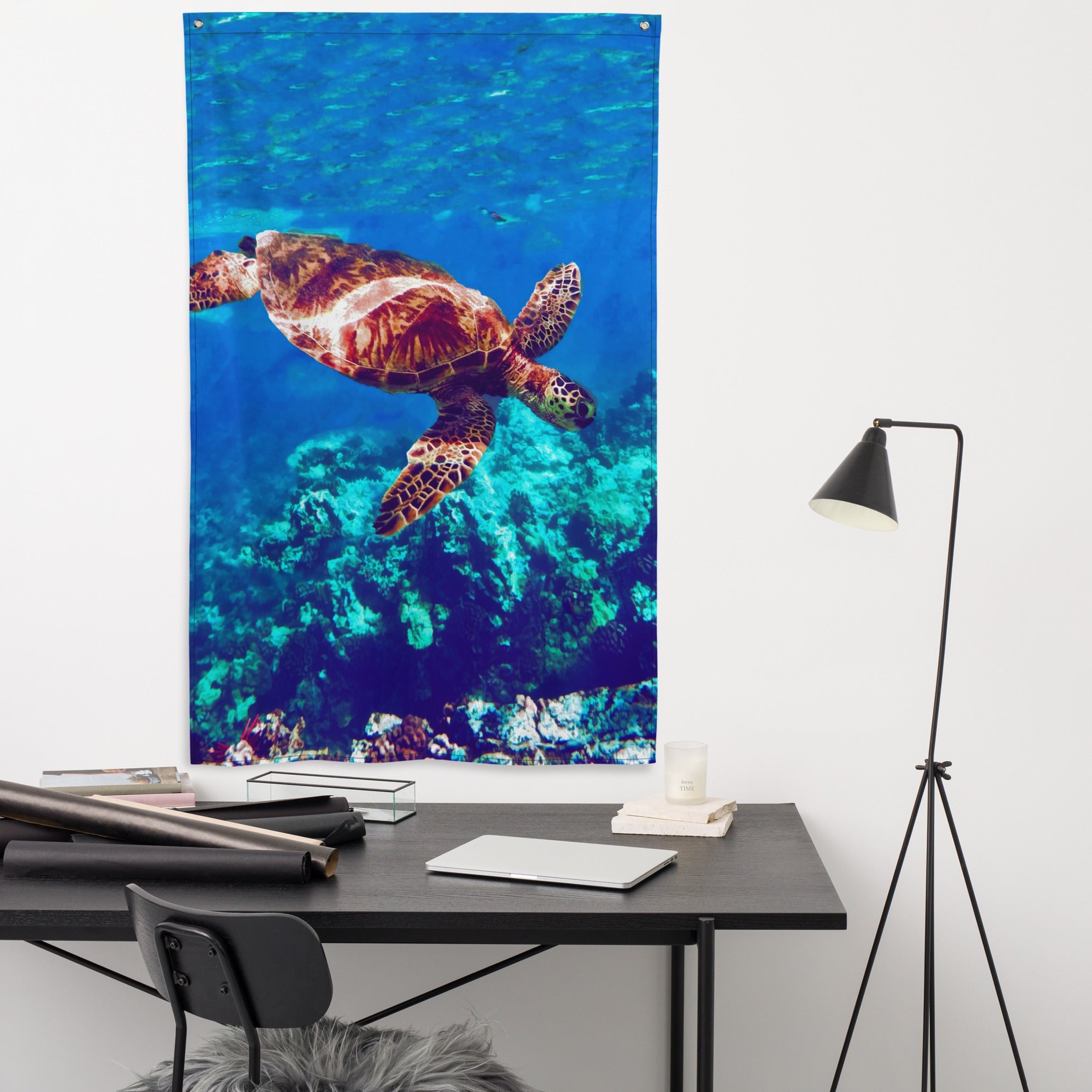 Sea Turtle Original Painting Flag Tapestry-4
