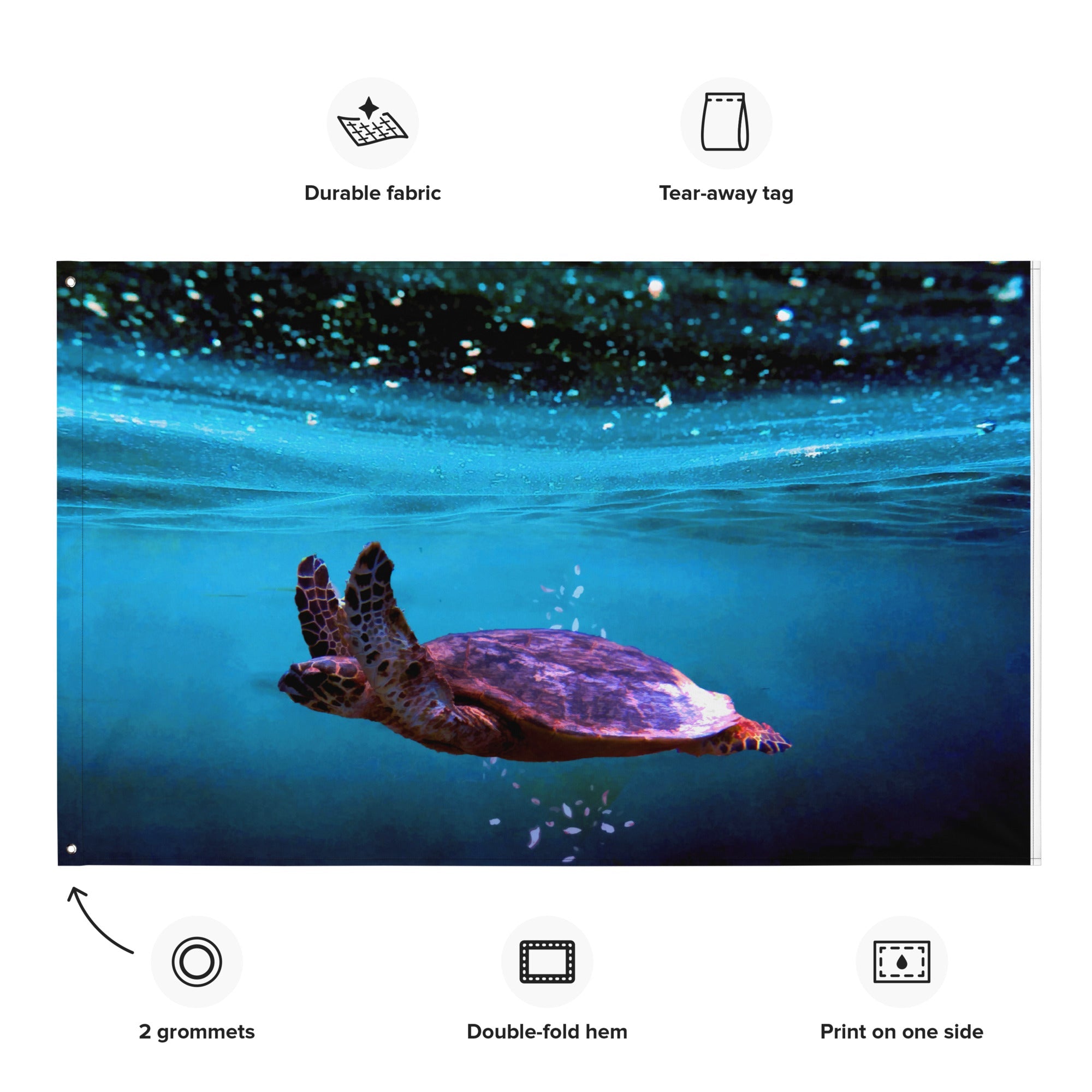 Sea Turtle Artwork Flag Tapestry-1