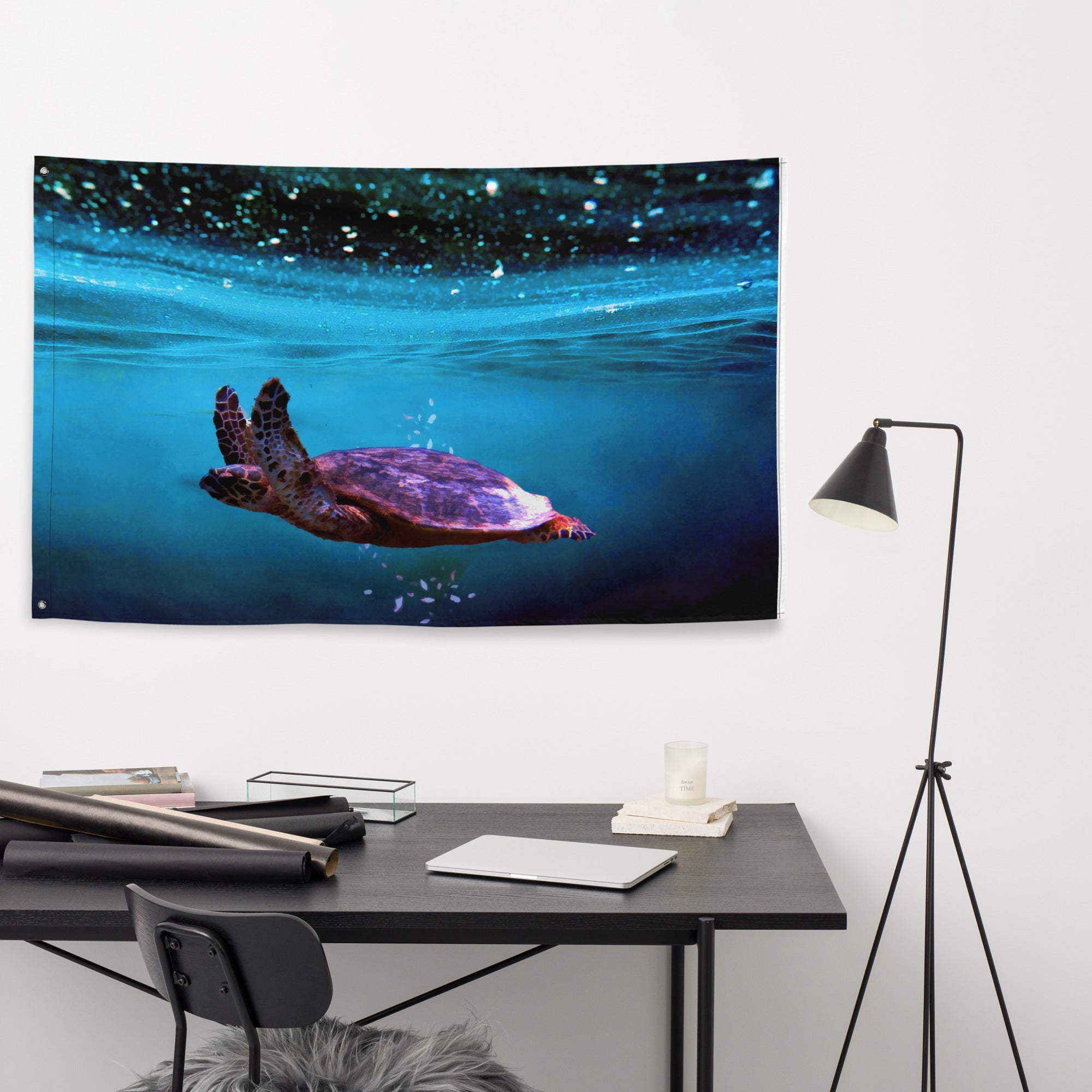 Sea Turtle Artwork Flag Tapestry-4