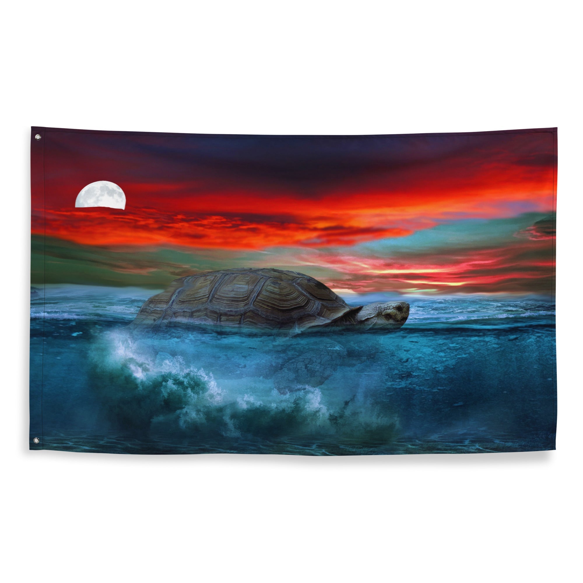 Turtle Painting Artwork Flag Tapestry-0
