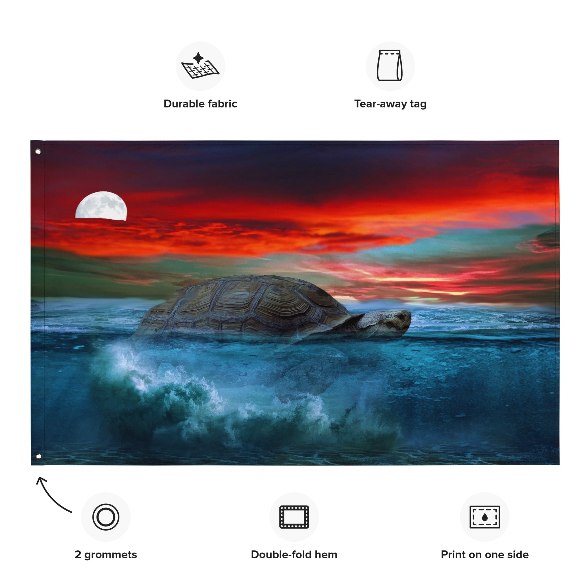 Turtle Painting Artwork Flag Tapestry-1