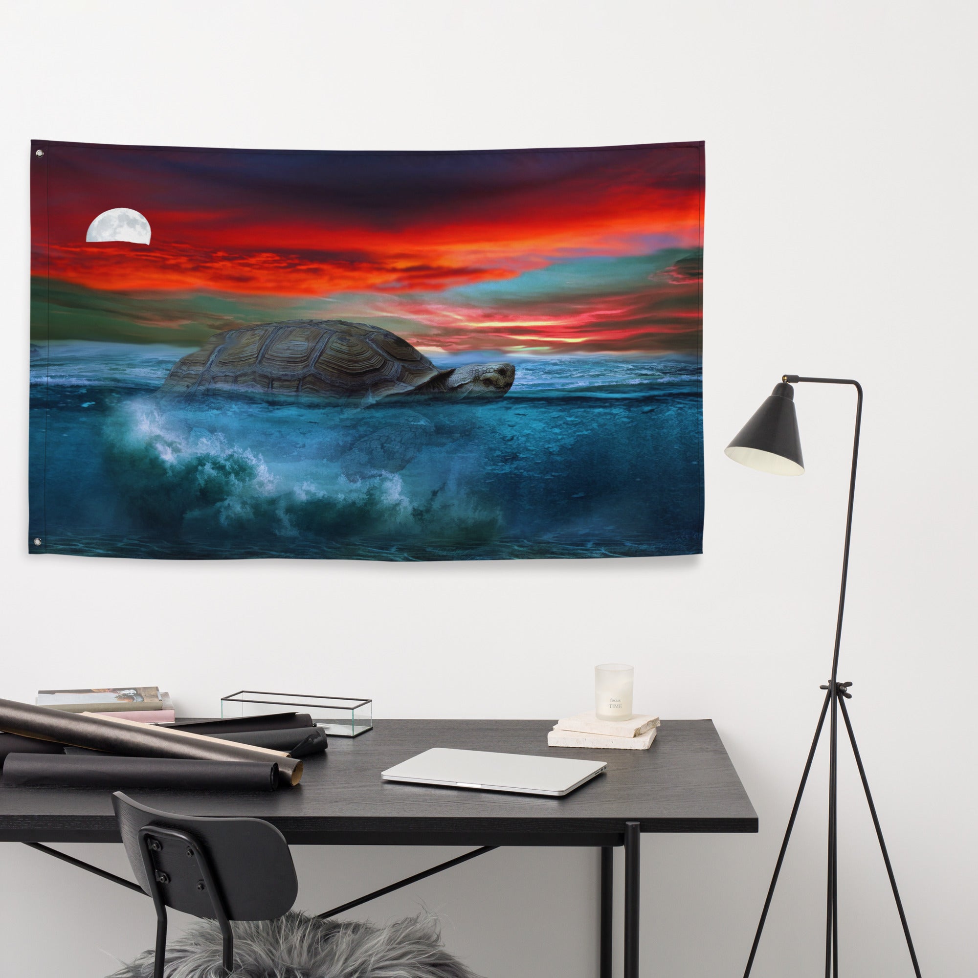 Turtle Painting Artwork Flag Tapestry-4