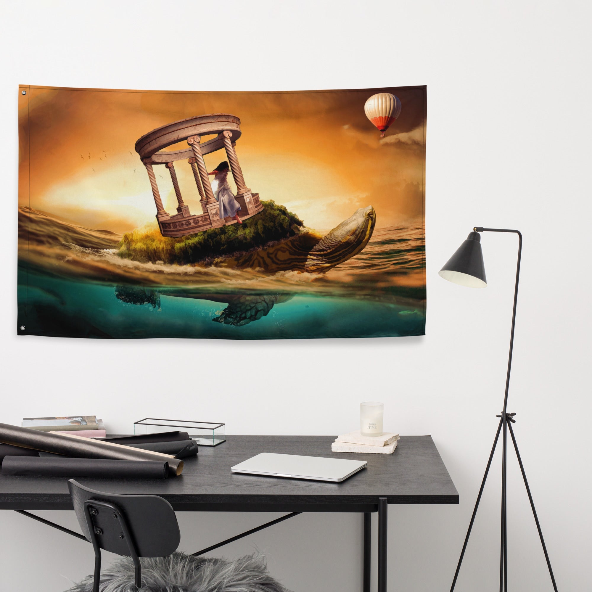 Turtle Fantasy Painting Artwork Flag Tapestry-4