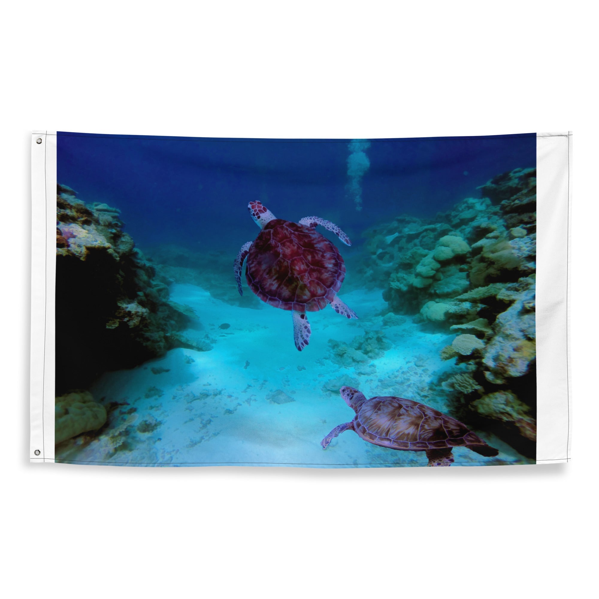 Deep Sea Turtle Painting Flag Tapestry-0