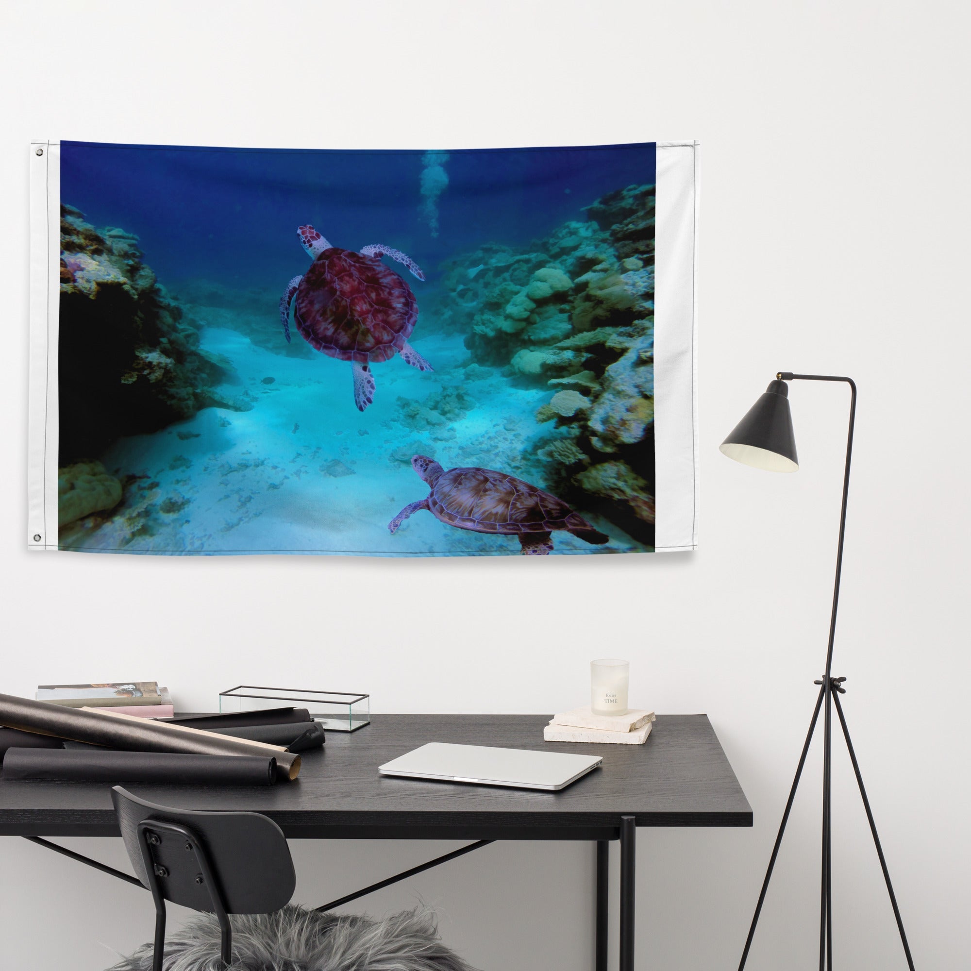 Deep Sea Turtle Painting Flag Tapestry-4