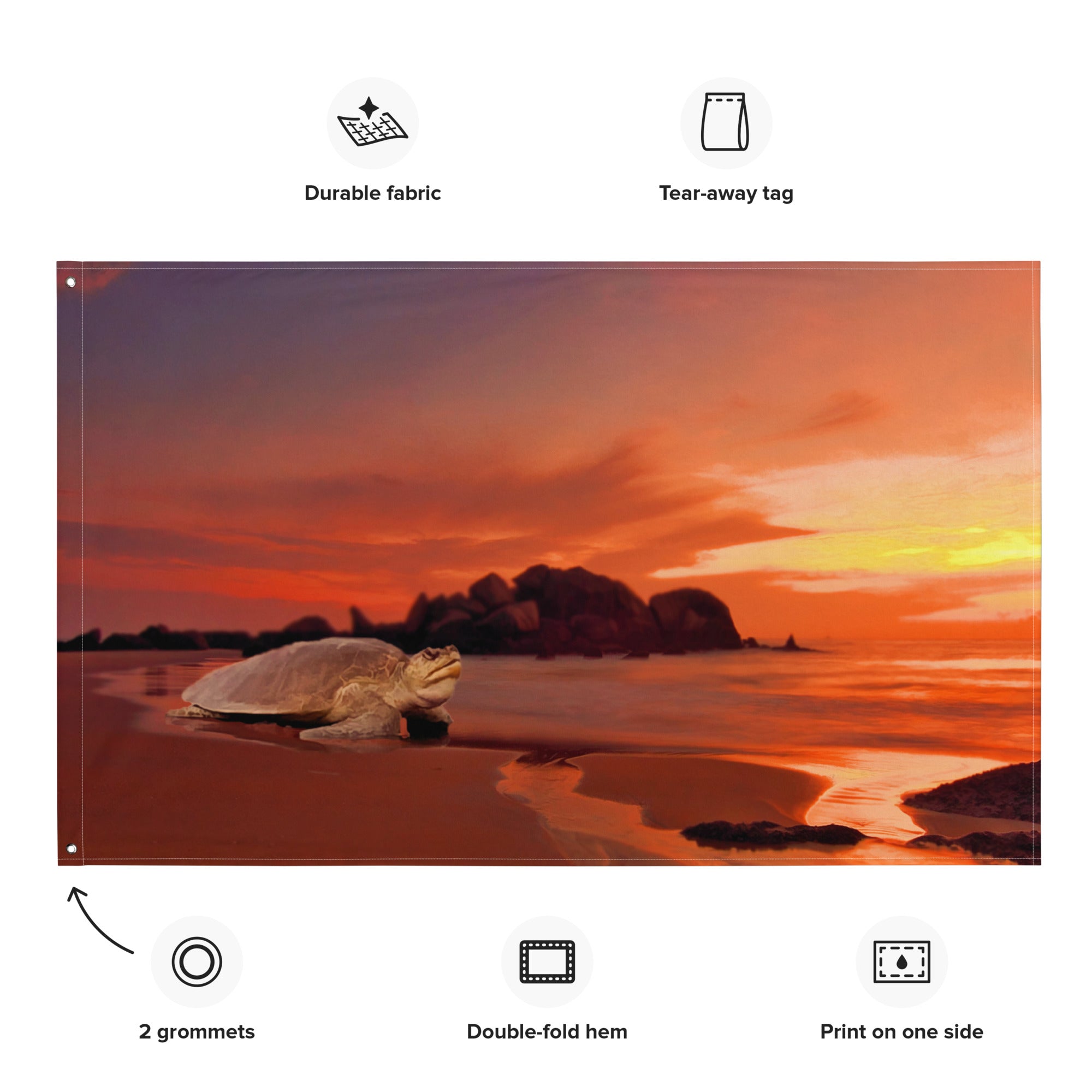 Beautiful Turtle Painting  Artwrork Flag Tapestry-1