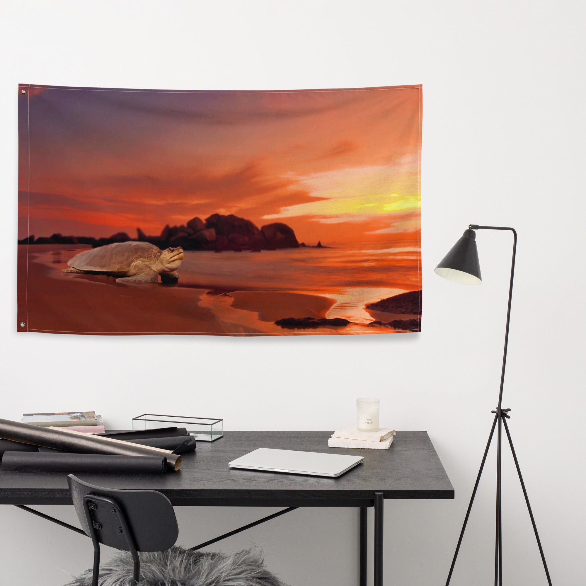 Beautiful Turtle Painting  Artwrork Flag Tapestry-3