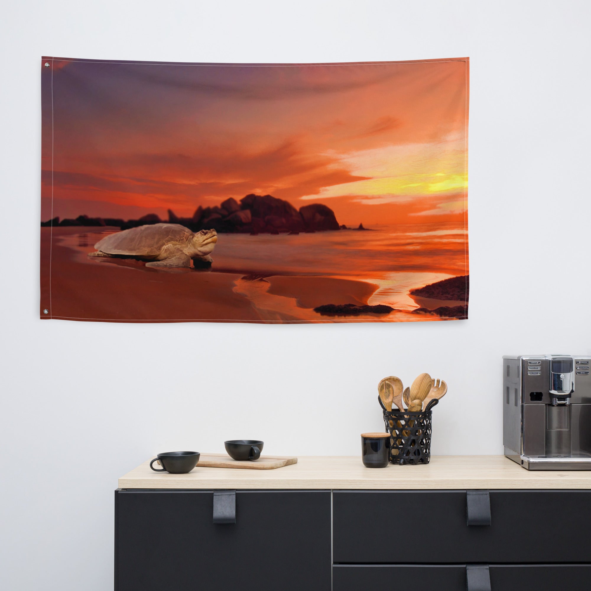 Beautiful Turtle Painting  Artwrork Flag Tapestry-4