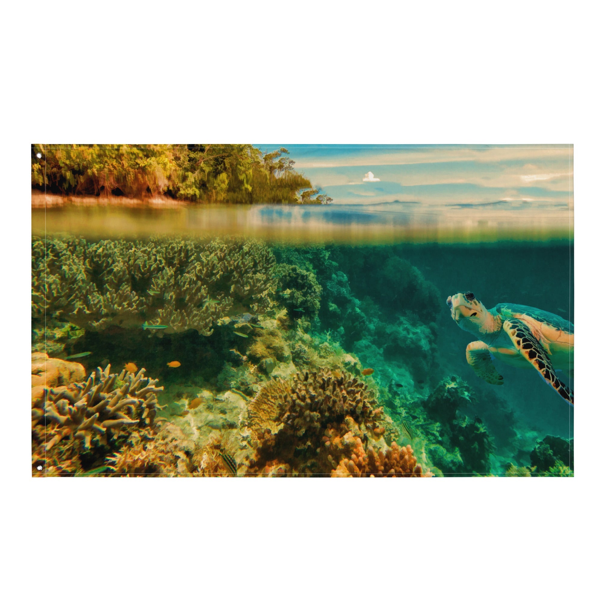 Turtle Painting Art Flag Tapestry-0