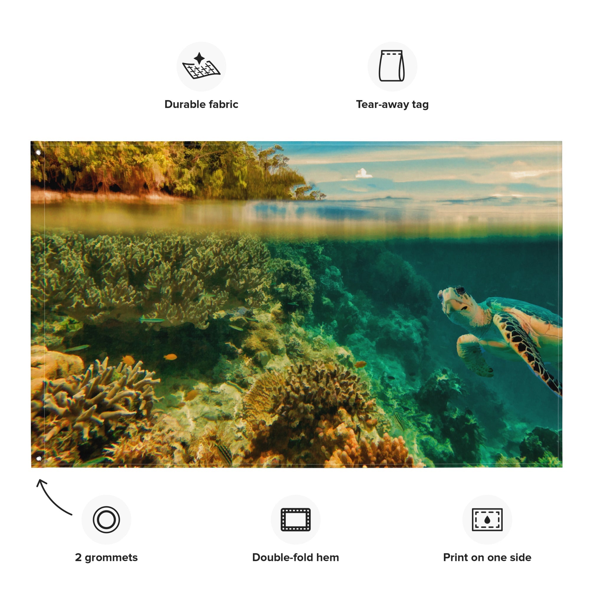 Turtle Painting Art Flag Tapestry-1