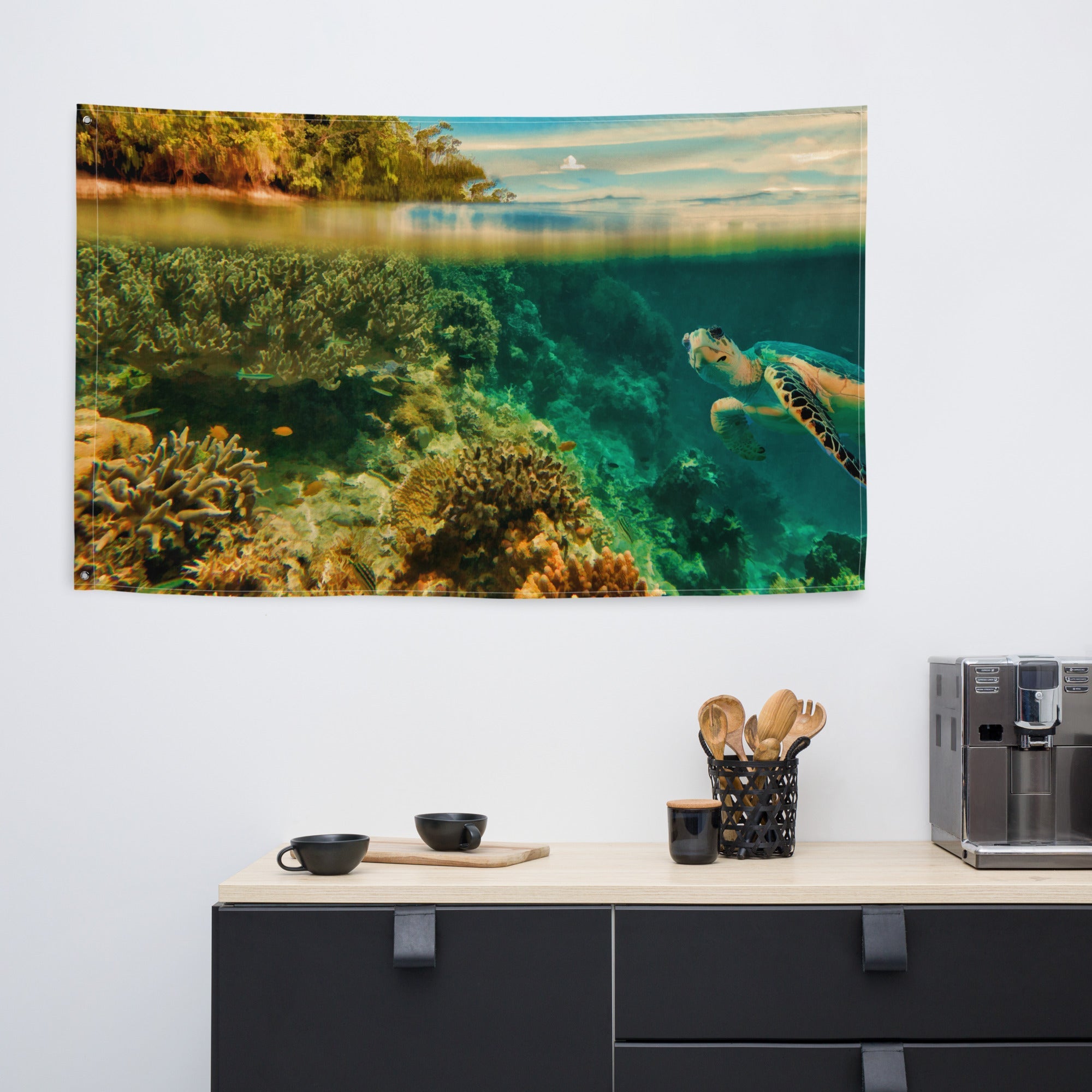 Turtle Painting Art Flag Tapestry-4