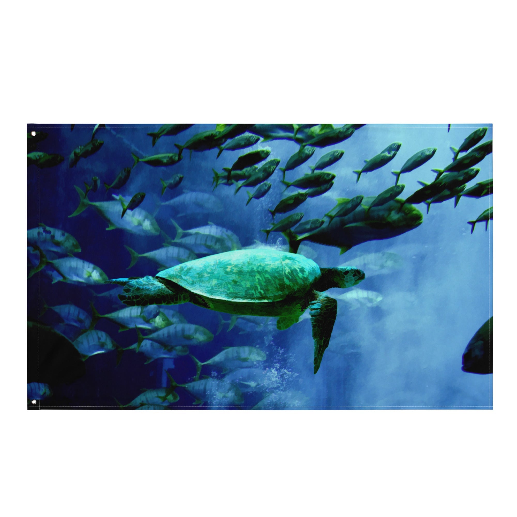 Turtle and Fish Painting Flag Tapestry-0