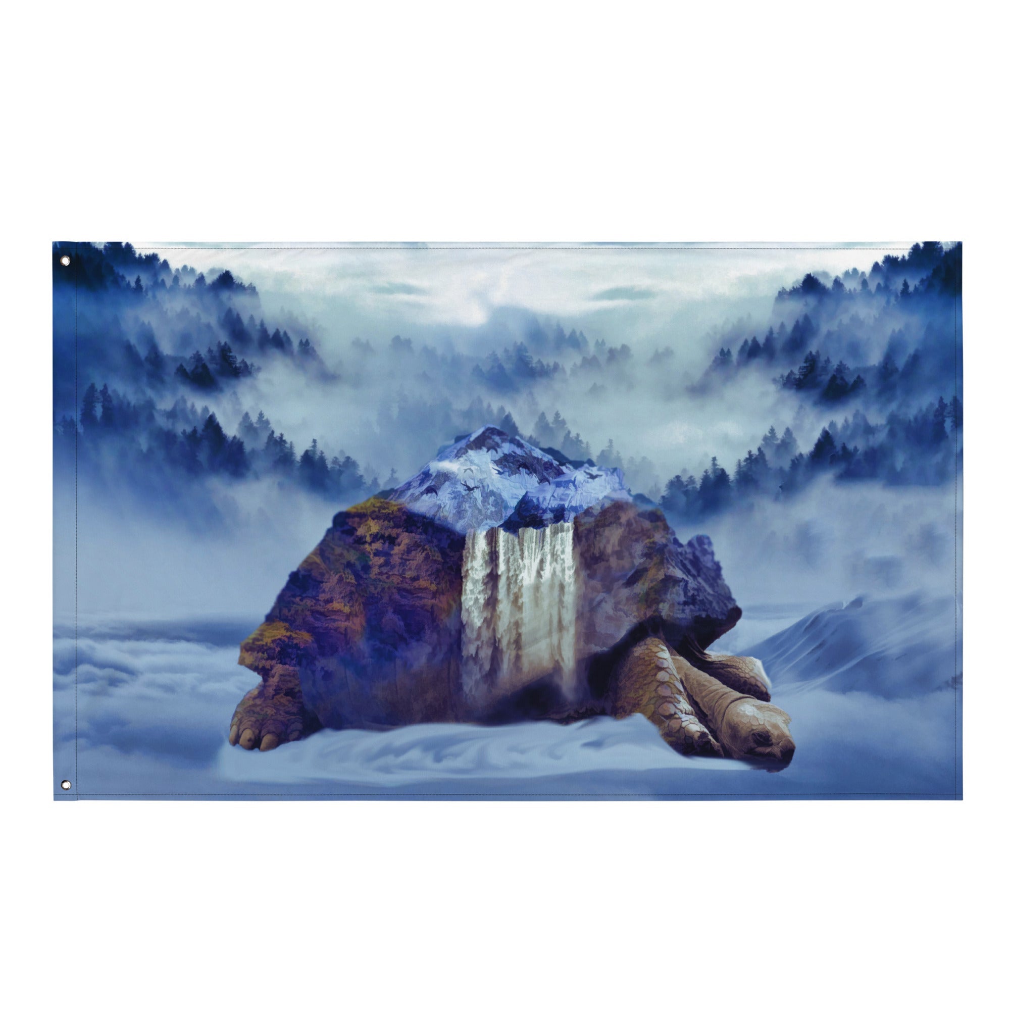 Turtle Oil Painting Artwork Flag Tapestry-0