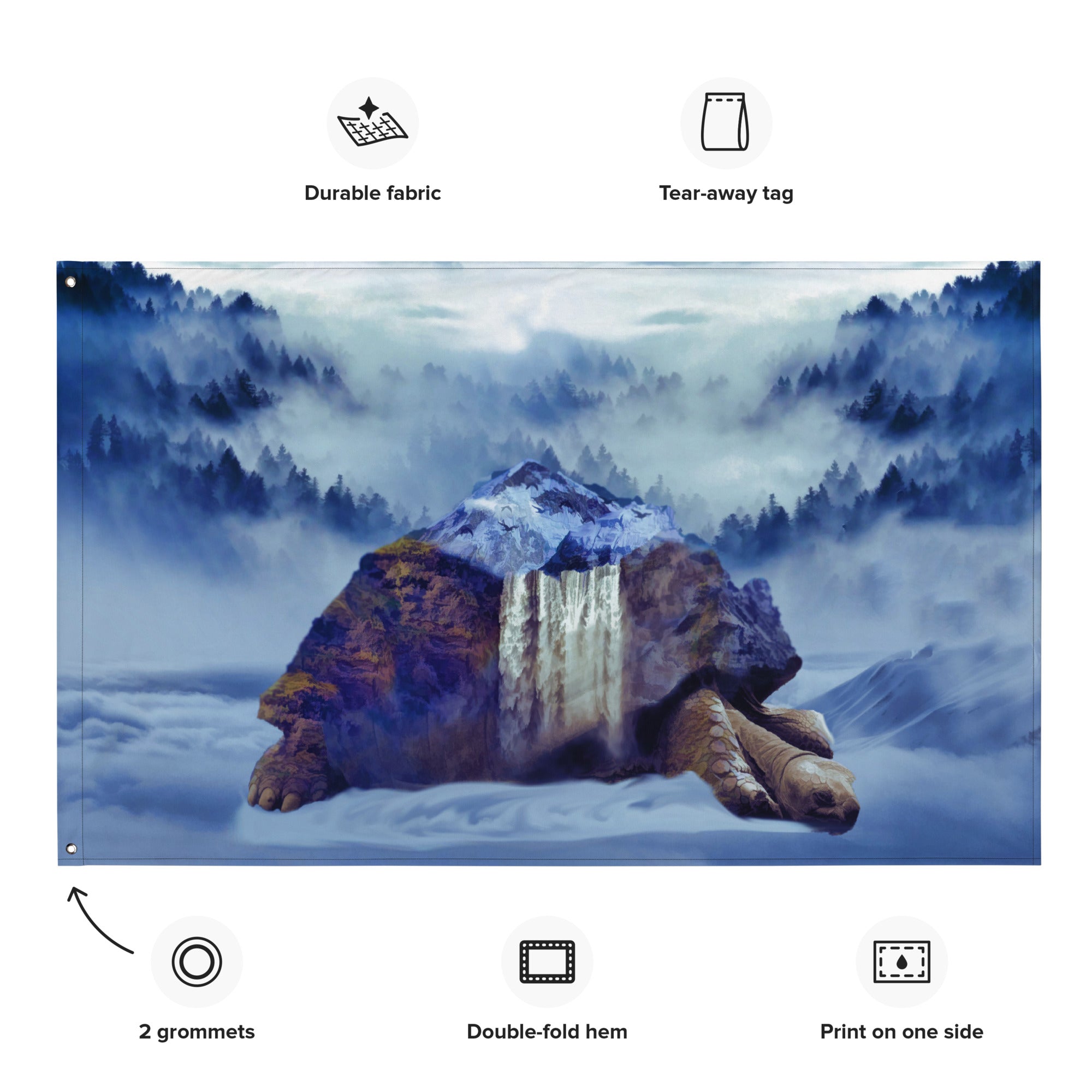 Turtle Oil Painting Artwork Flag Tapestry-1