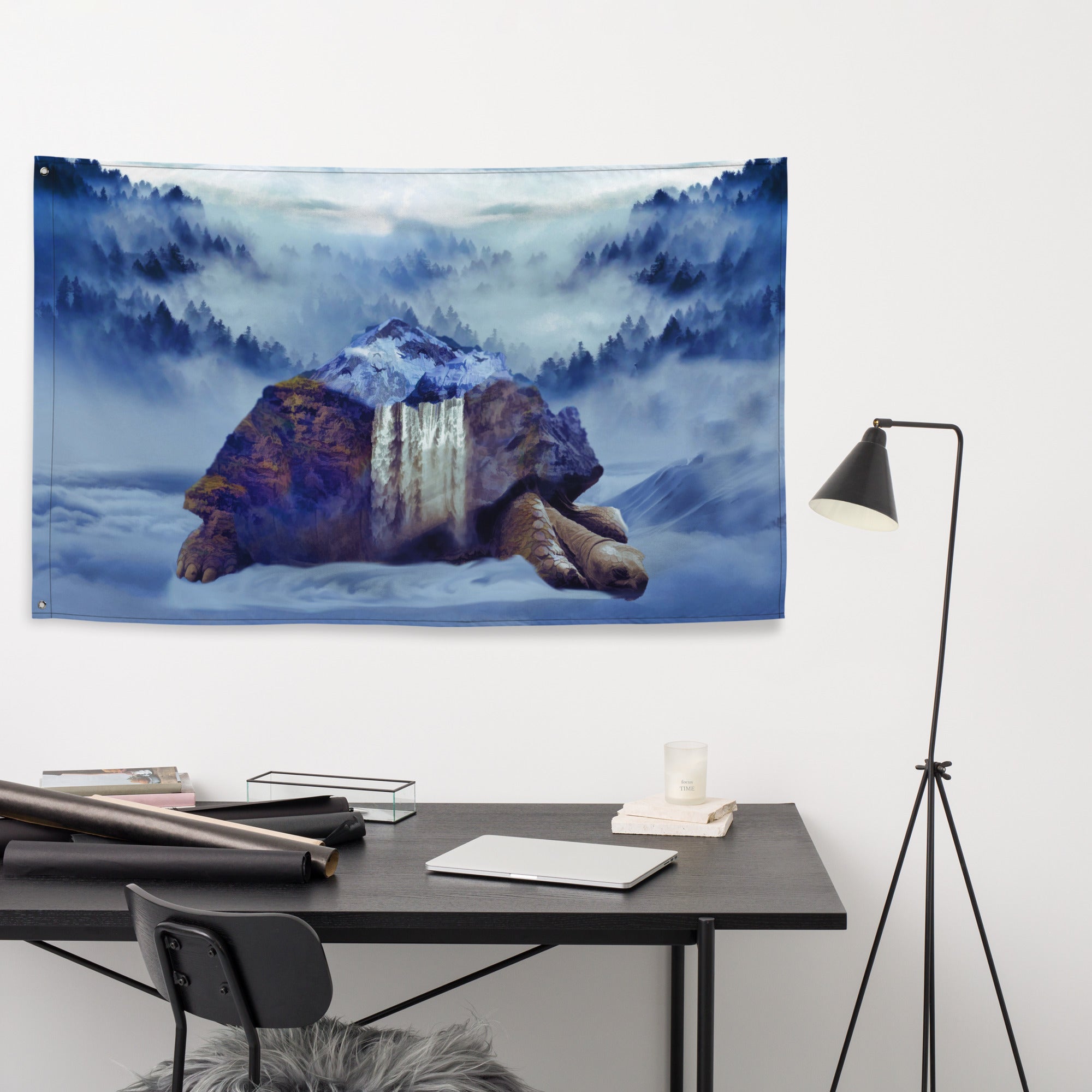 Turtle Oil Painting Artwork Flag Tapestry-3