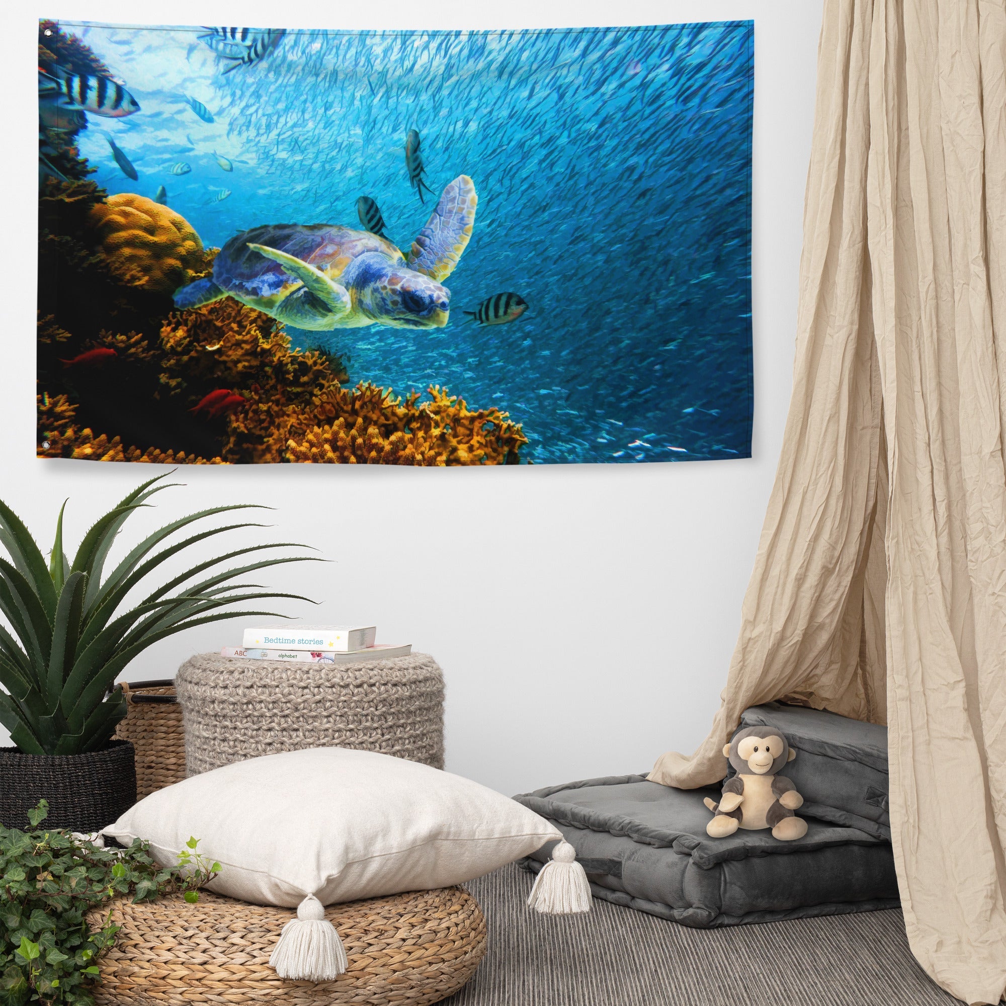 Turtle  art Oil Painting Flag Tapestry-4