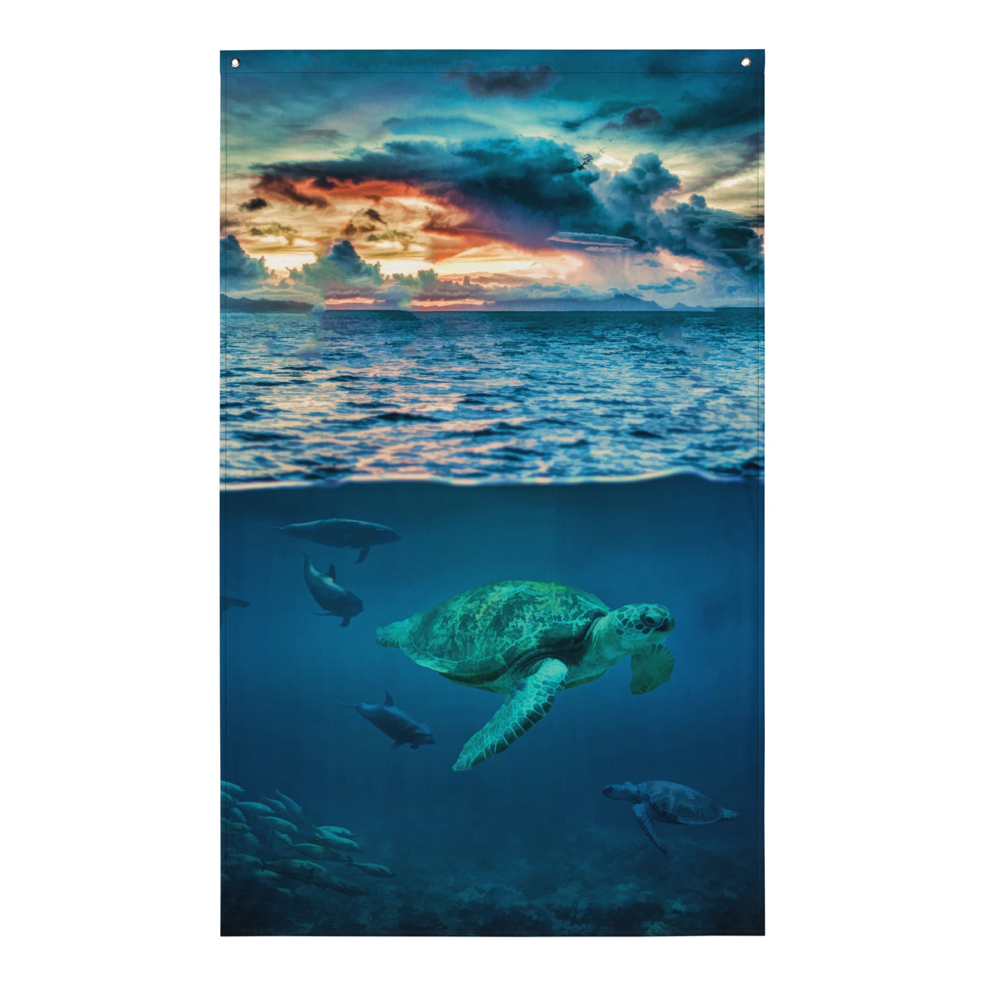 Turtle  Wall art Oil Painting Flag Tapestry-0