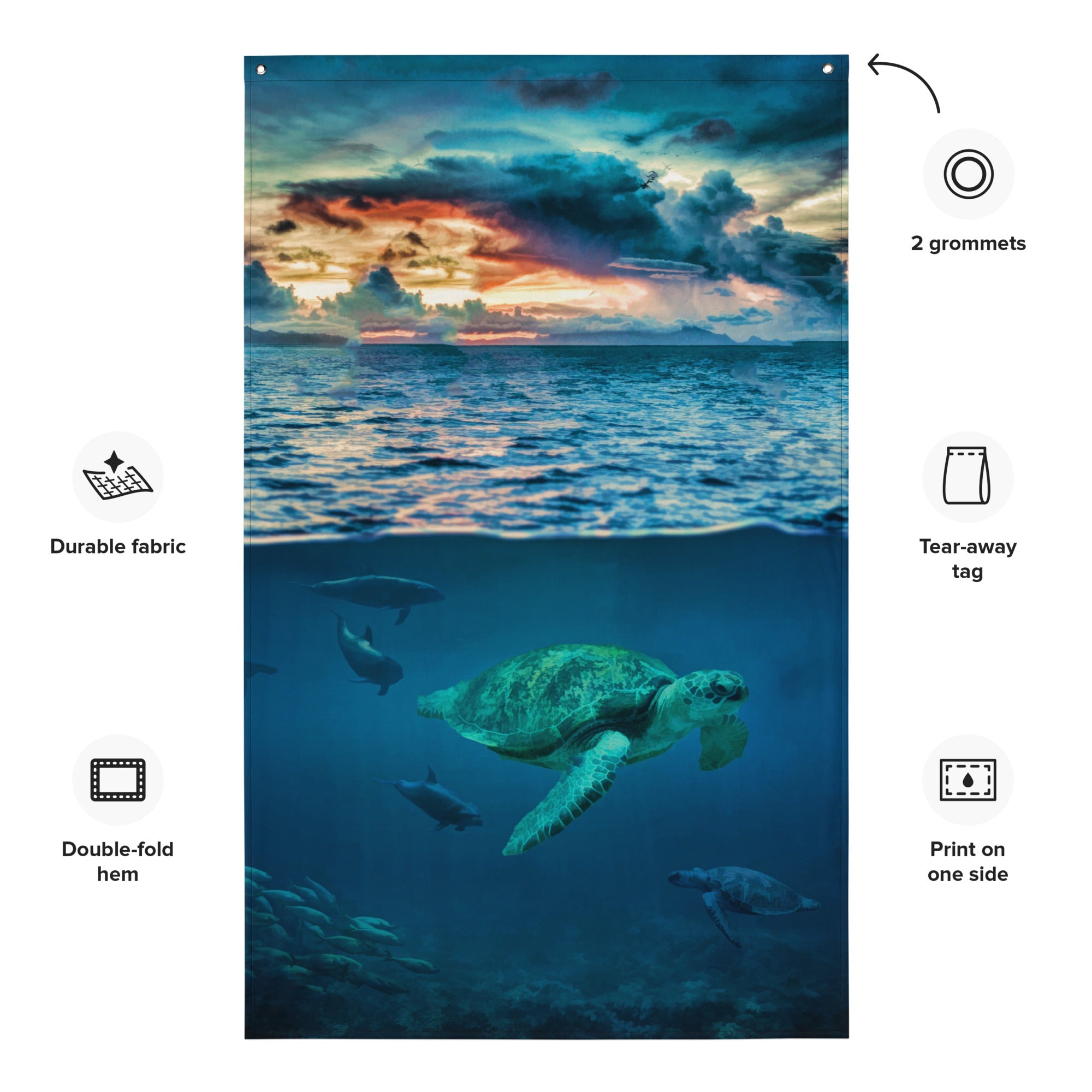 Turtle  Wall art Oil Painting Flag Tapestry-1