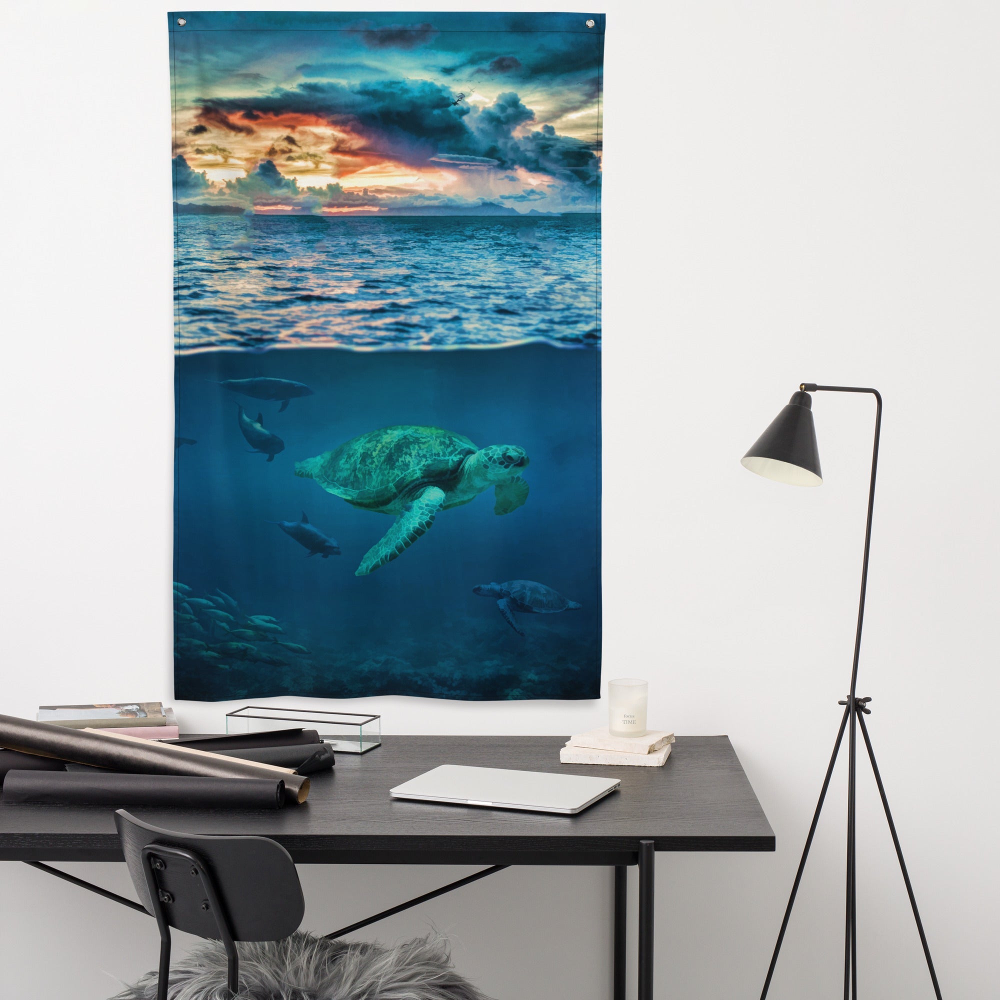 Turtle  Wall art Oil Painting Flag Tapestry-3