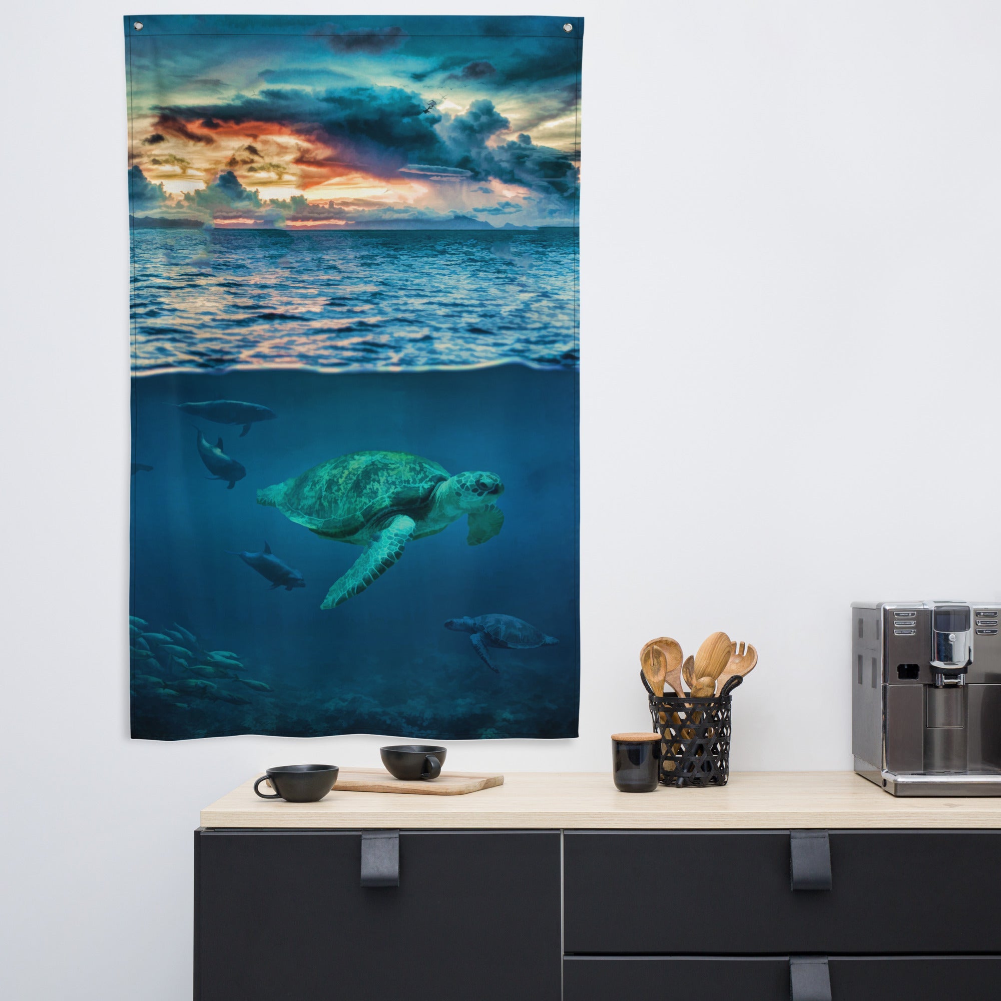 Turtle  Wall art Oil Painting Flag Tapestry-4