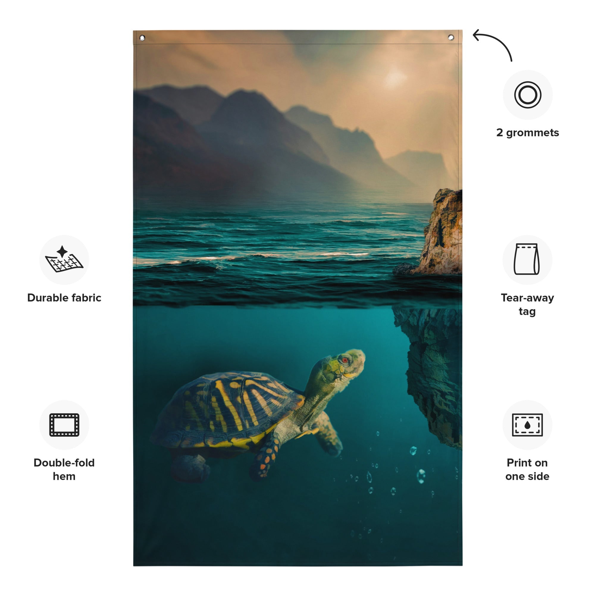 Turtle  Art Painting Flag Tapestry-1