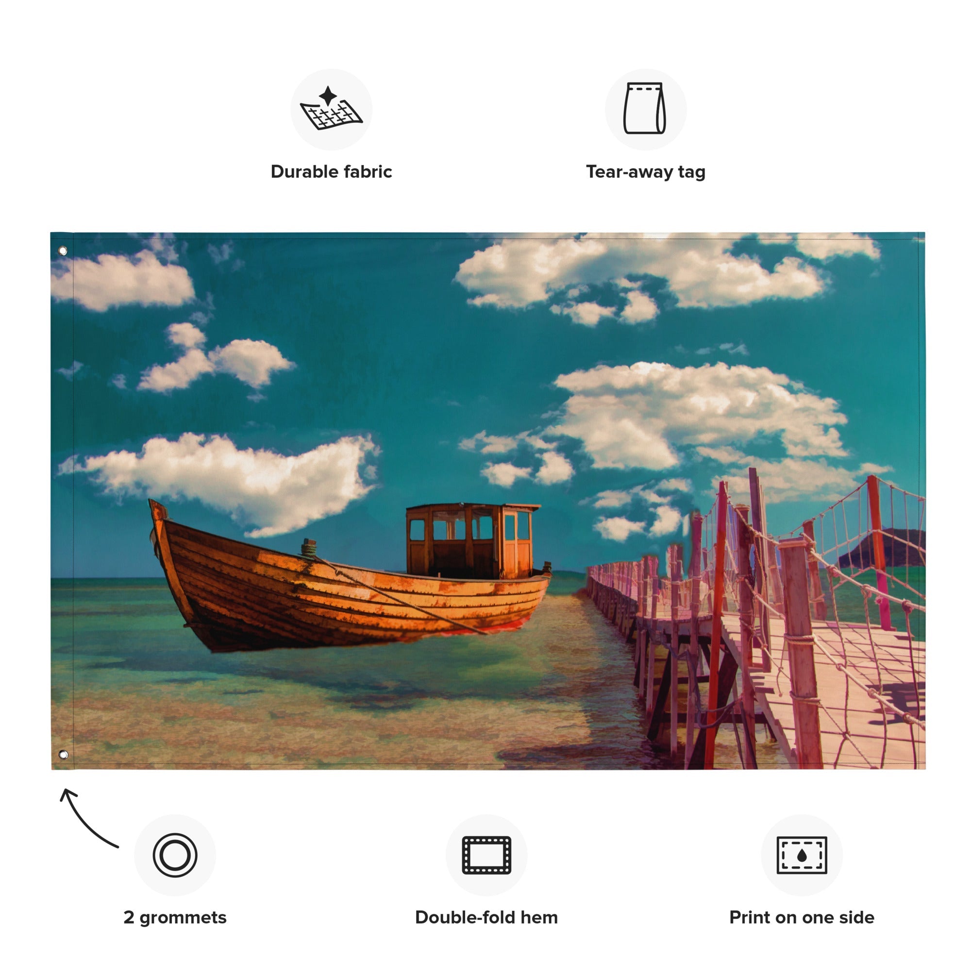 Boat Oil Painting Flag Tapestry-1