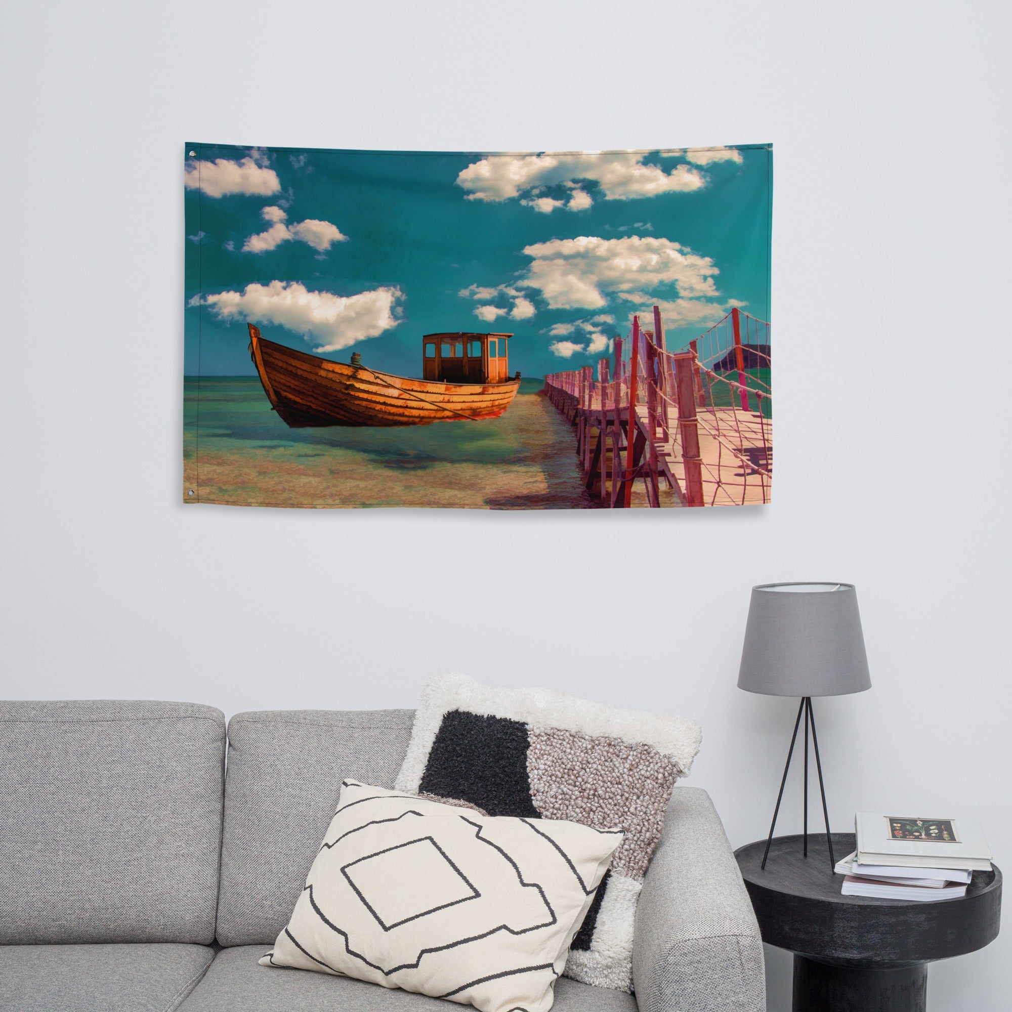 Boat Oil Painting Flag Tapestry-3
