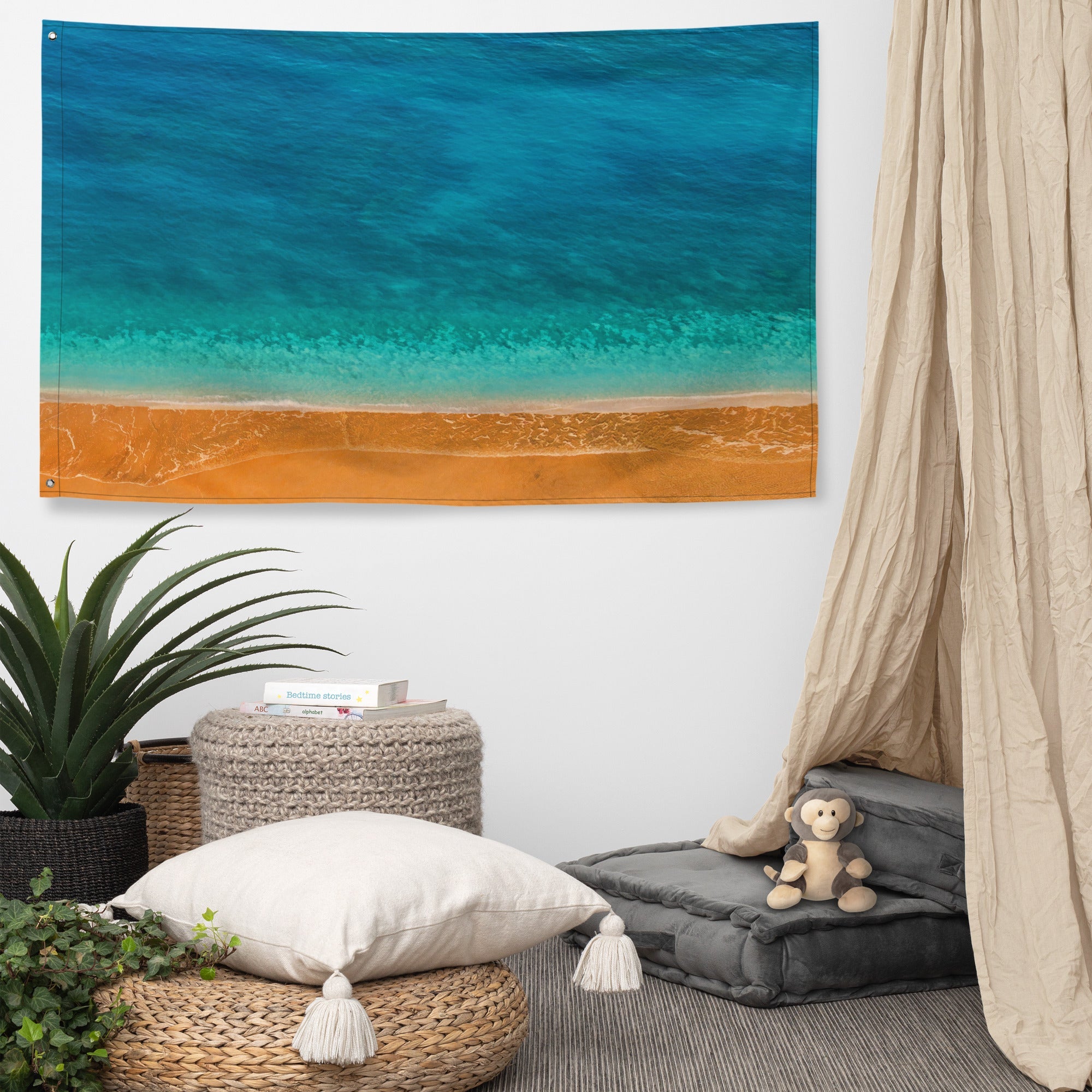 Beach Painting Flag Tapestry-4
