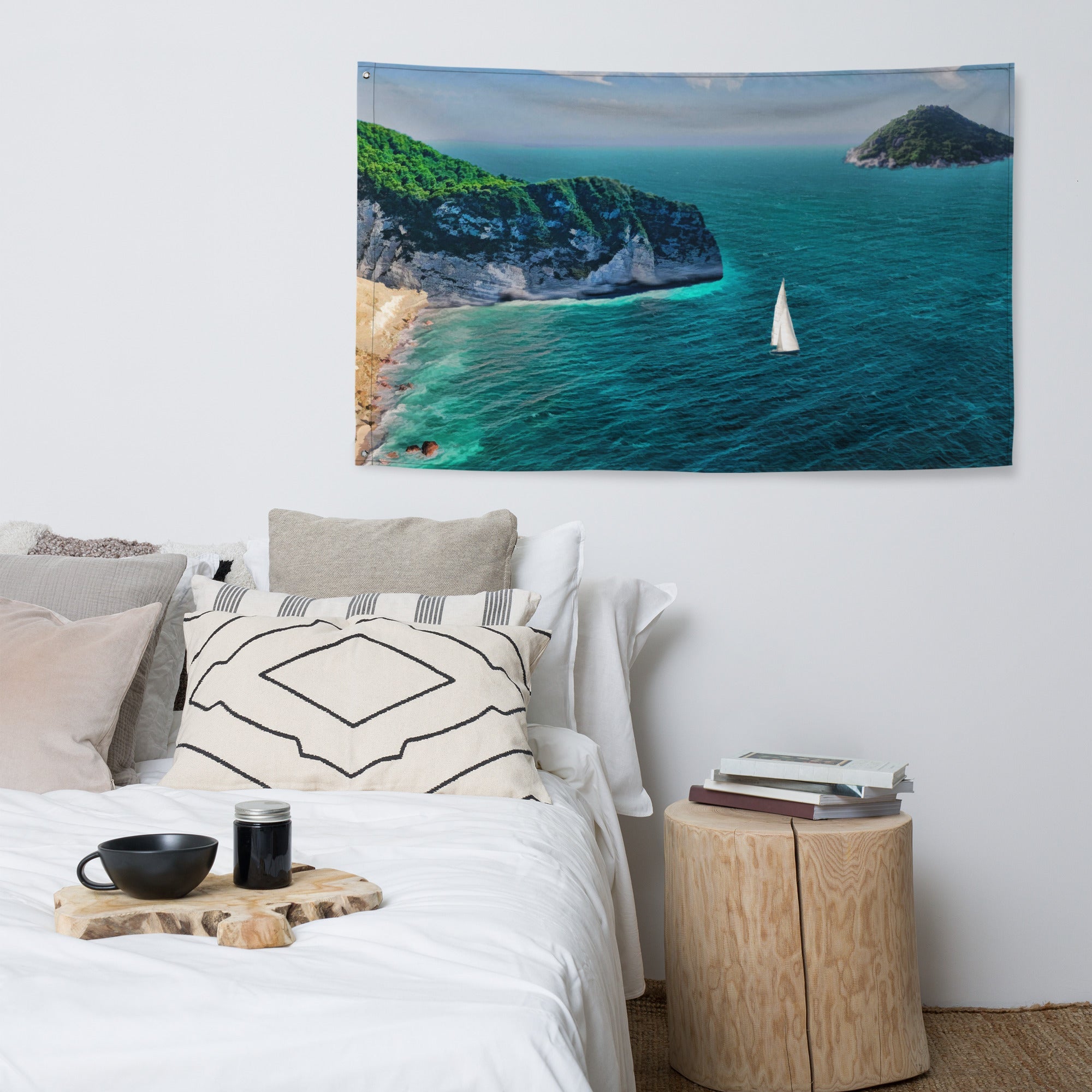 Green Sea Oil Painting Flag Tapestry-4