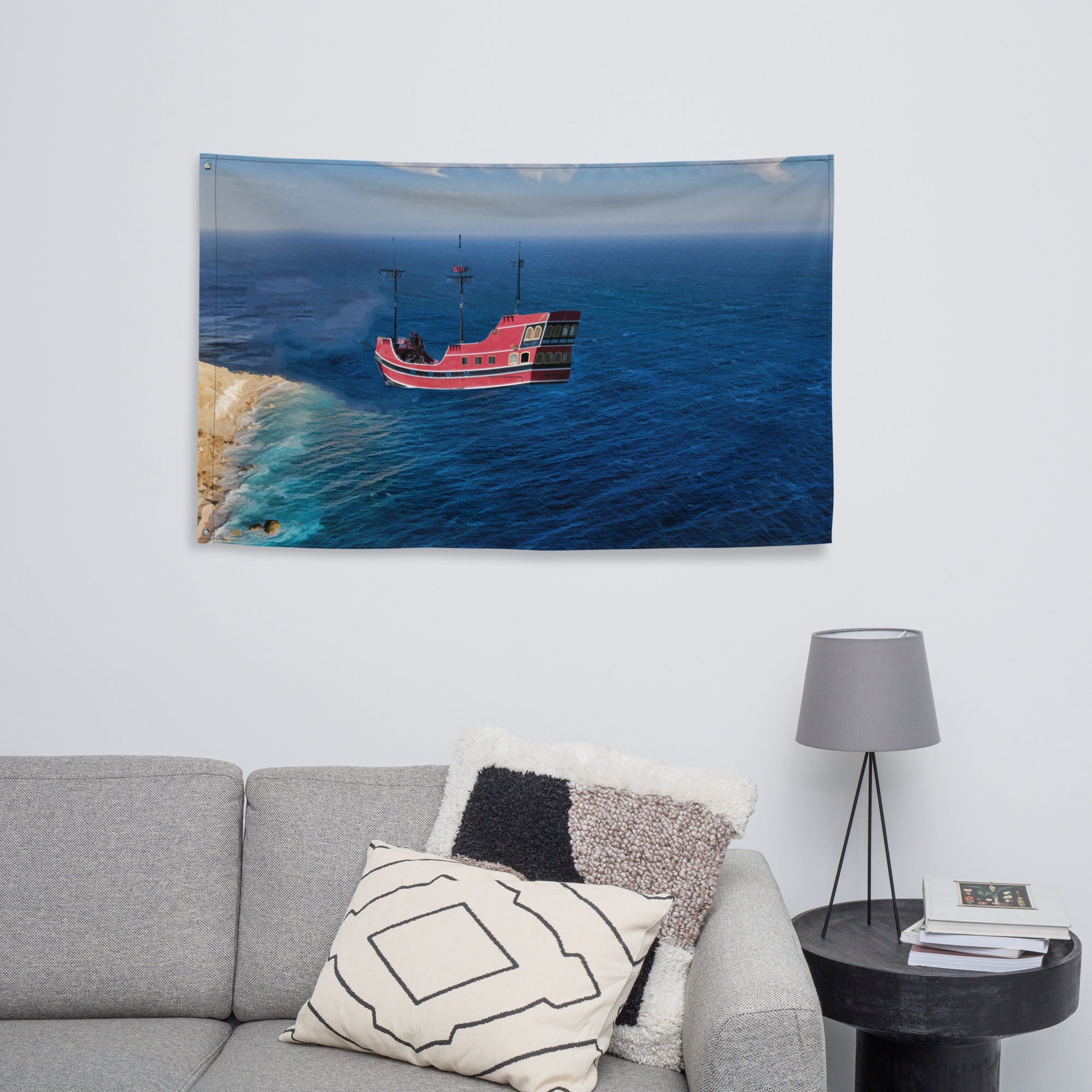 Fisherman Boat Painting Flag Tapestry-3