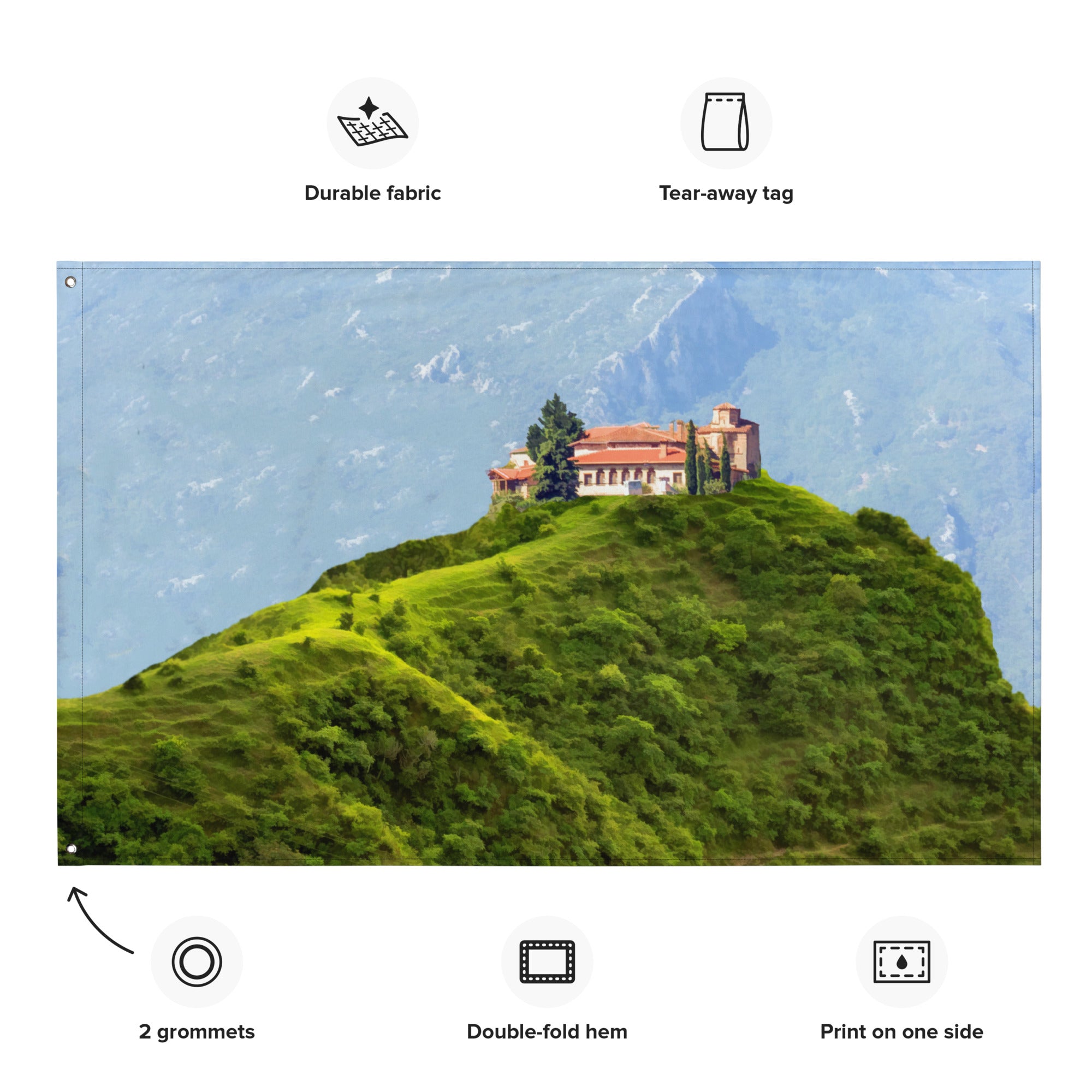 Home at Top Painitng Flag Tapestry-1