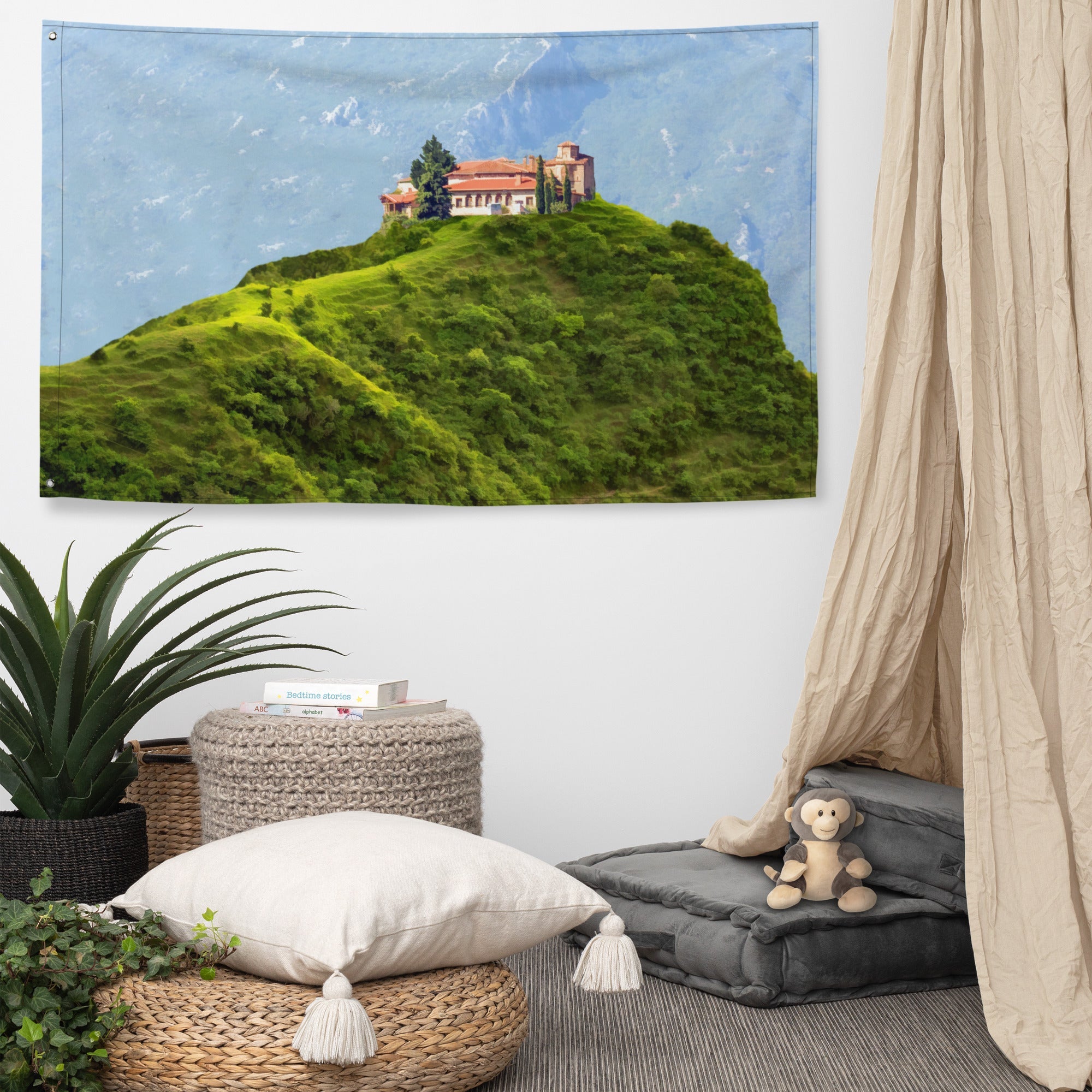 Home at Top Painitng Flag Tapestry-4