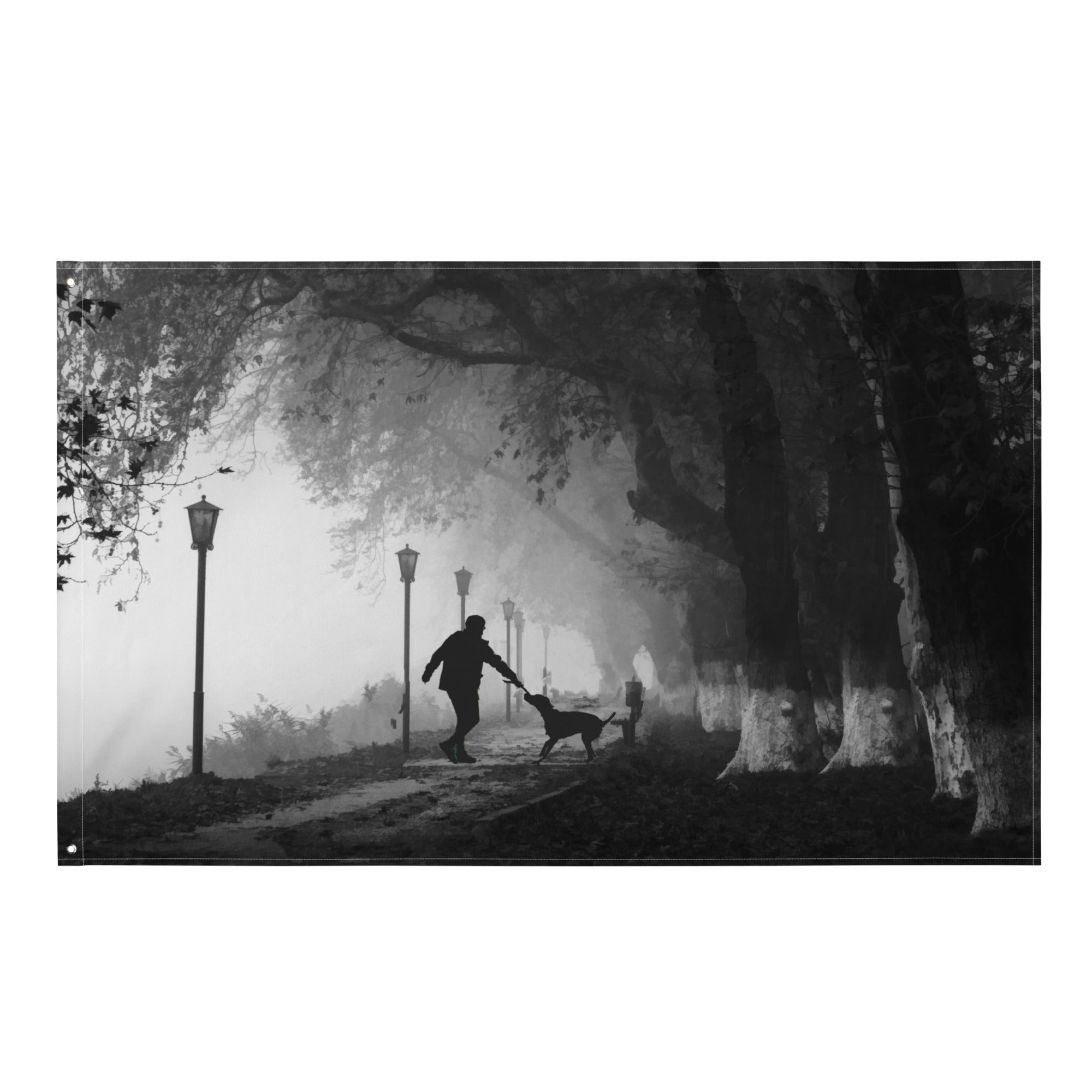 Wal with the Dog Painitng Flag Tapestry-0