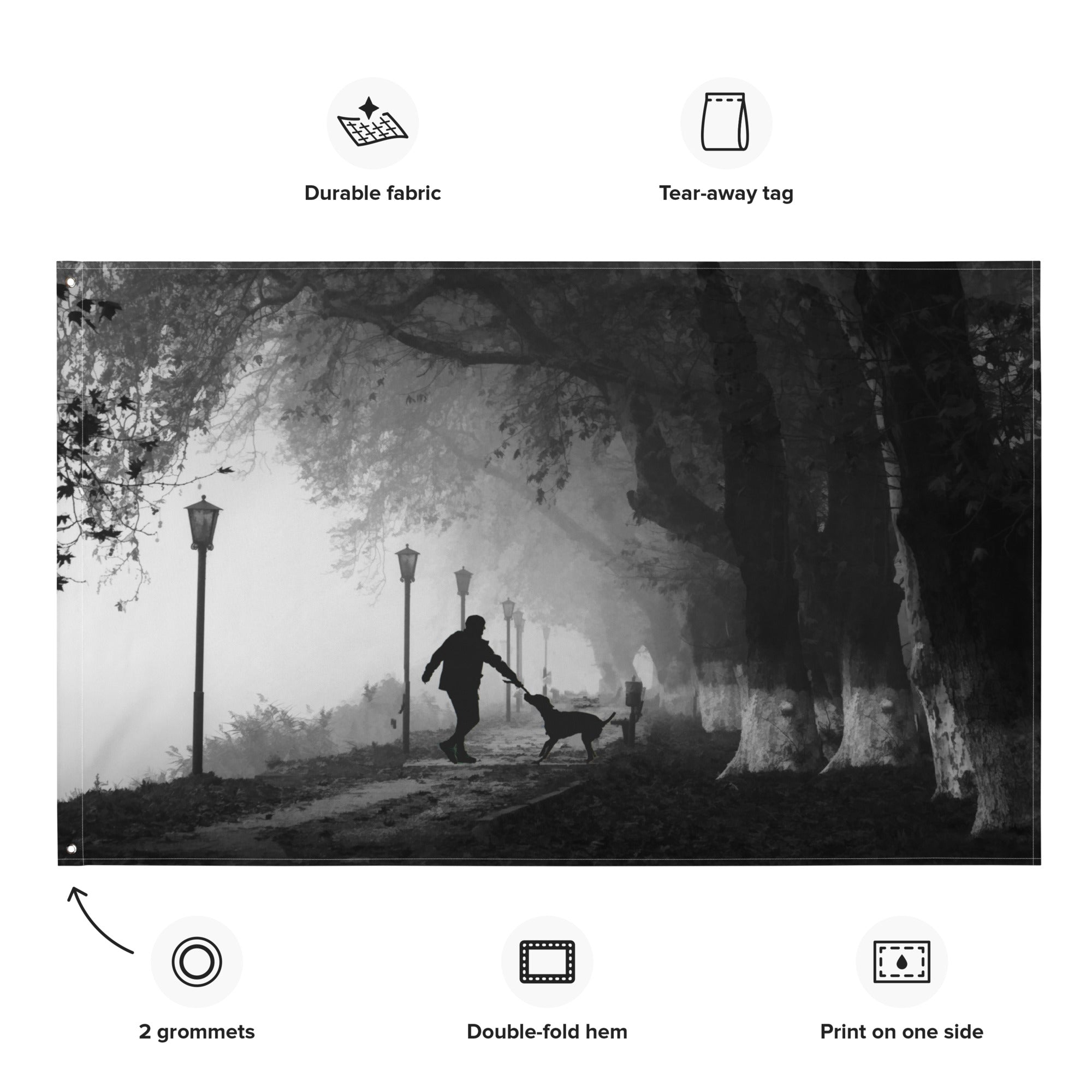 Wal with the Dog Painitng Flag Tapestry-1