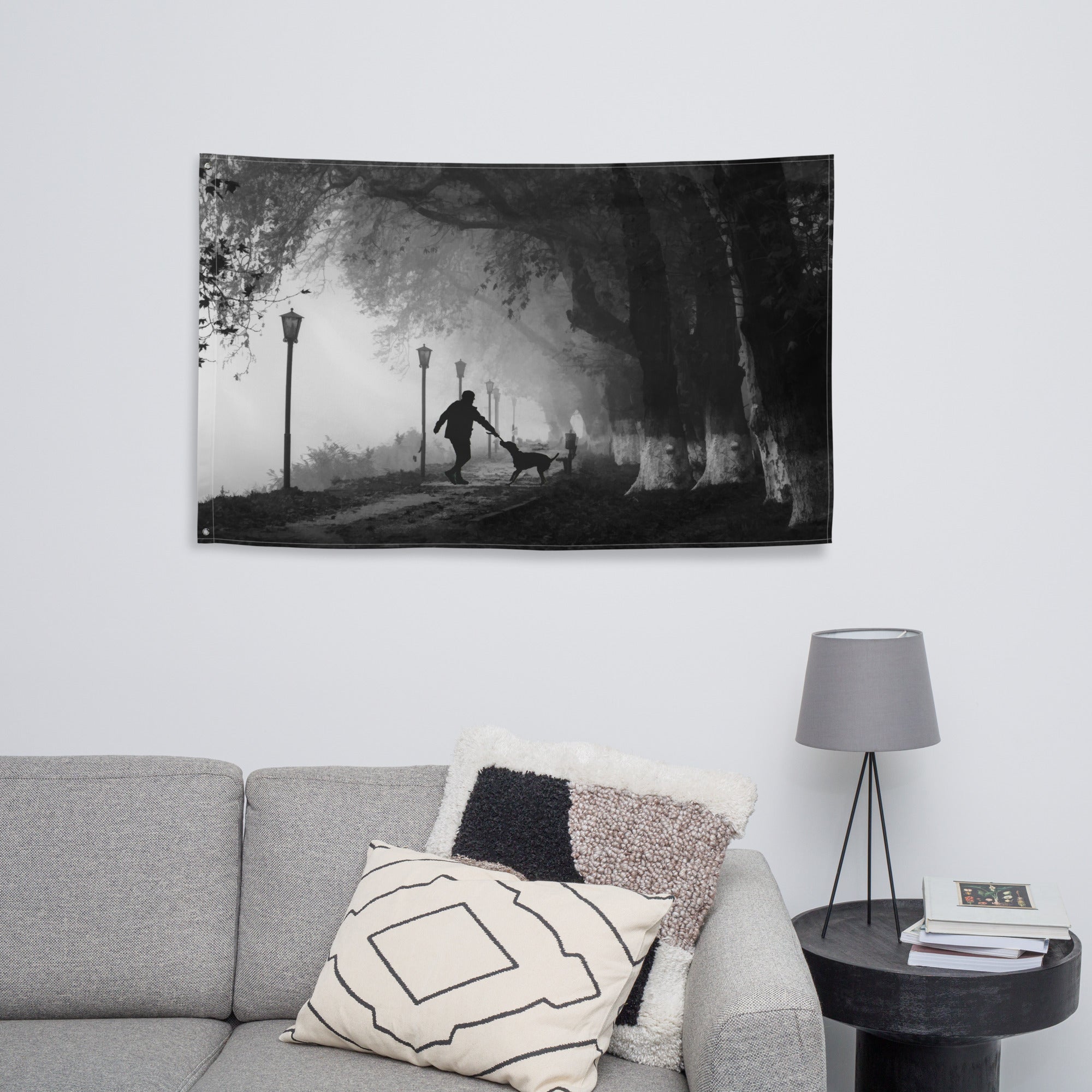 Wal with the Dog Painitng Flag Tapestry-3