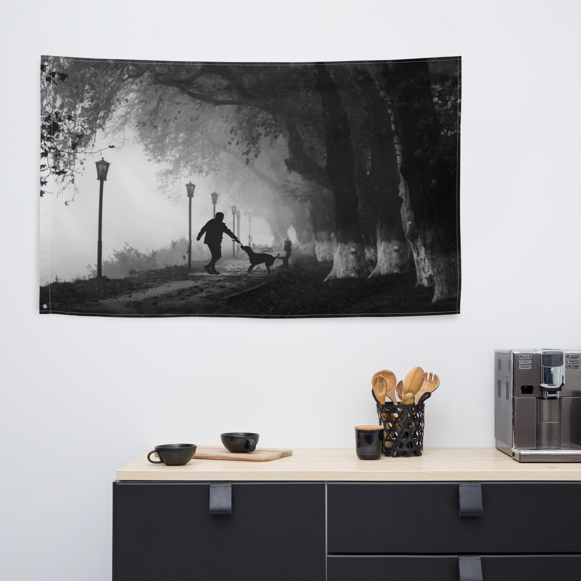 Wal with the Dog Painitng Flag Tapestry-4