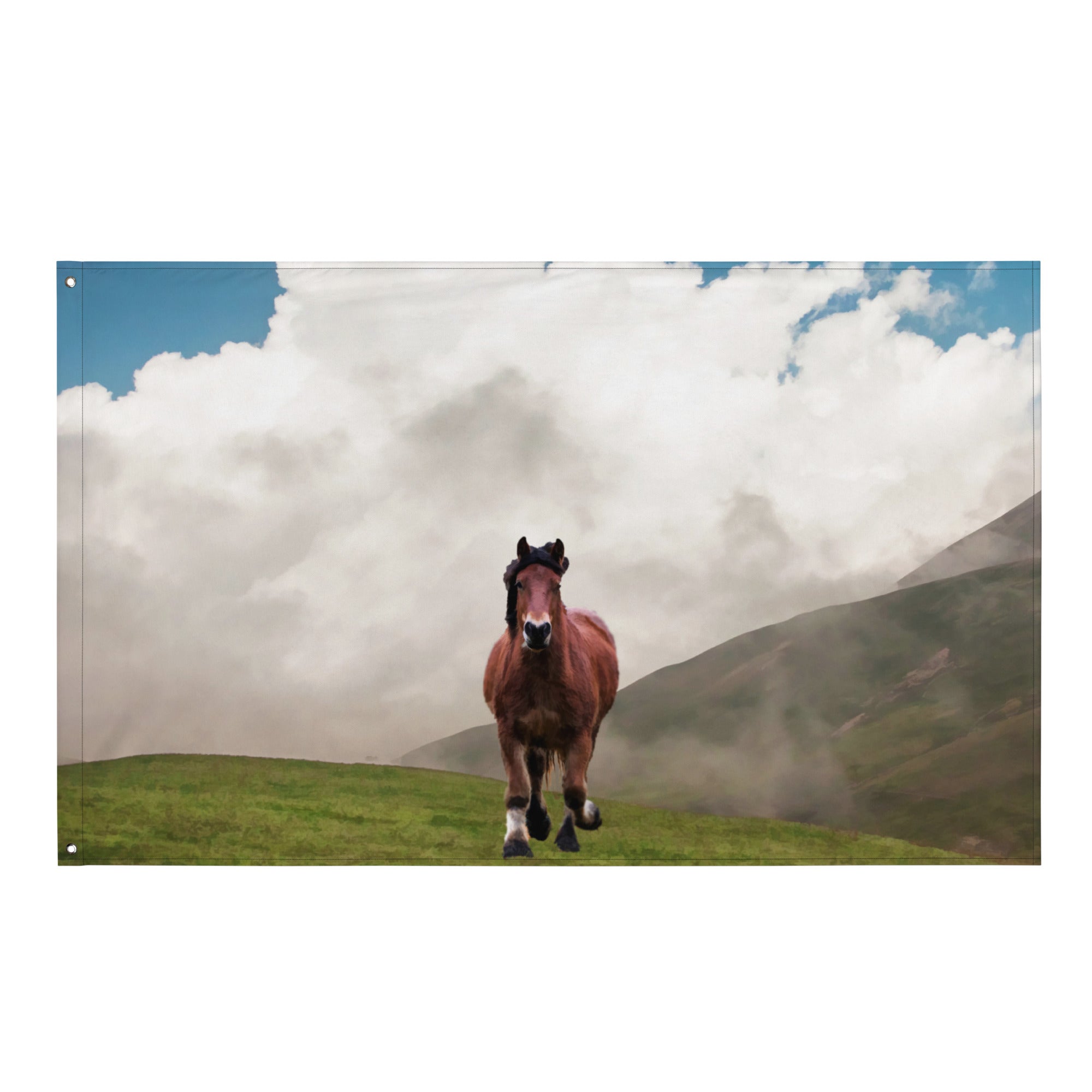 Horse Painting Flag Tapestry-0