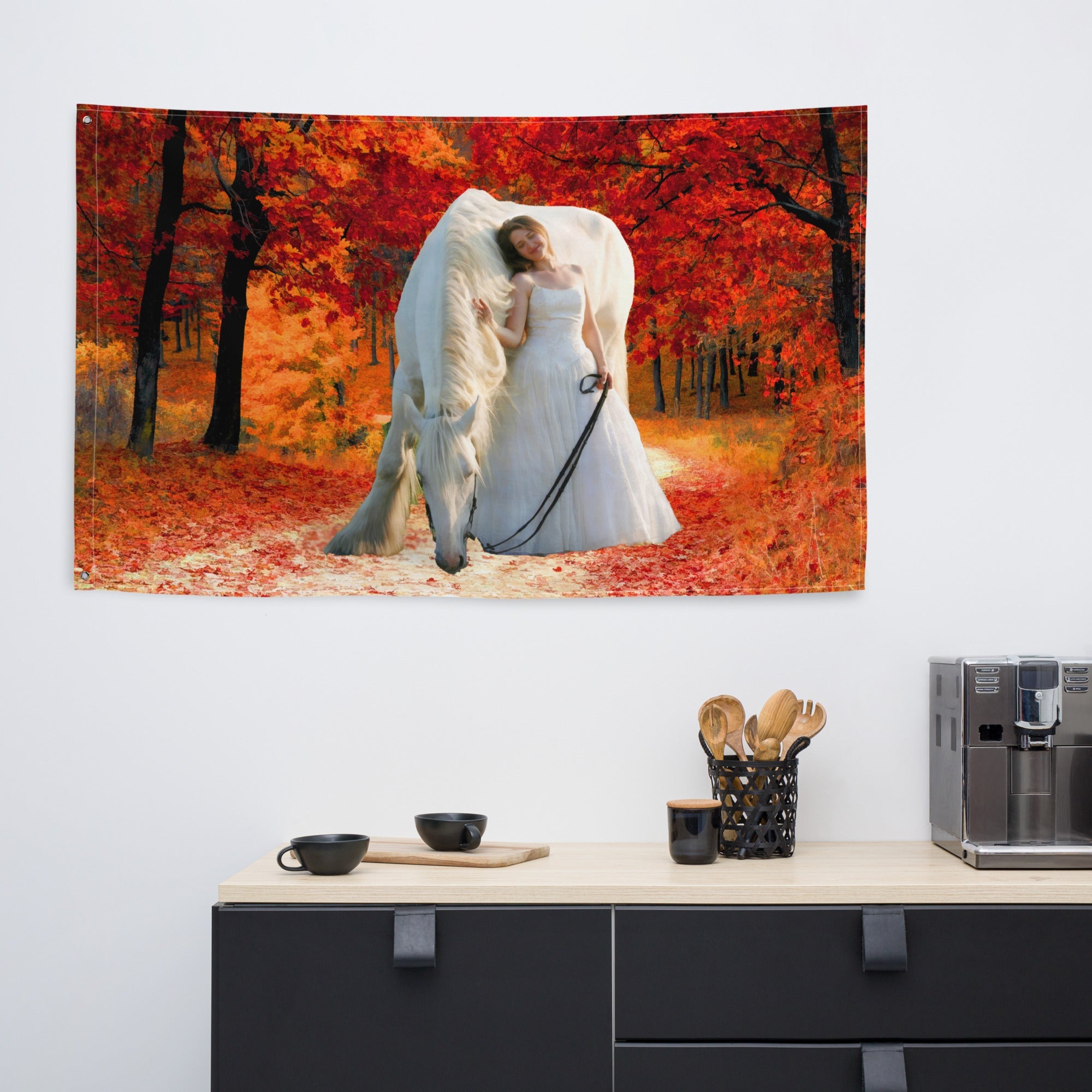 Love Horse Painting Flag Tapestry-4